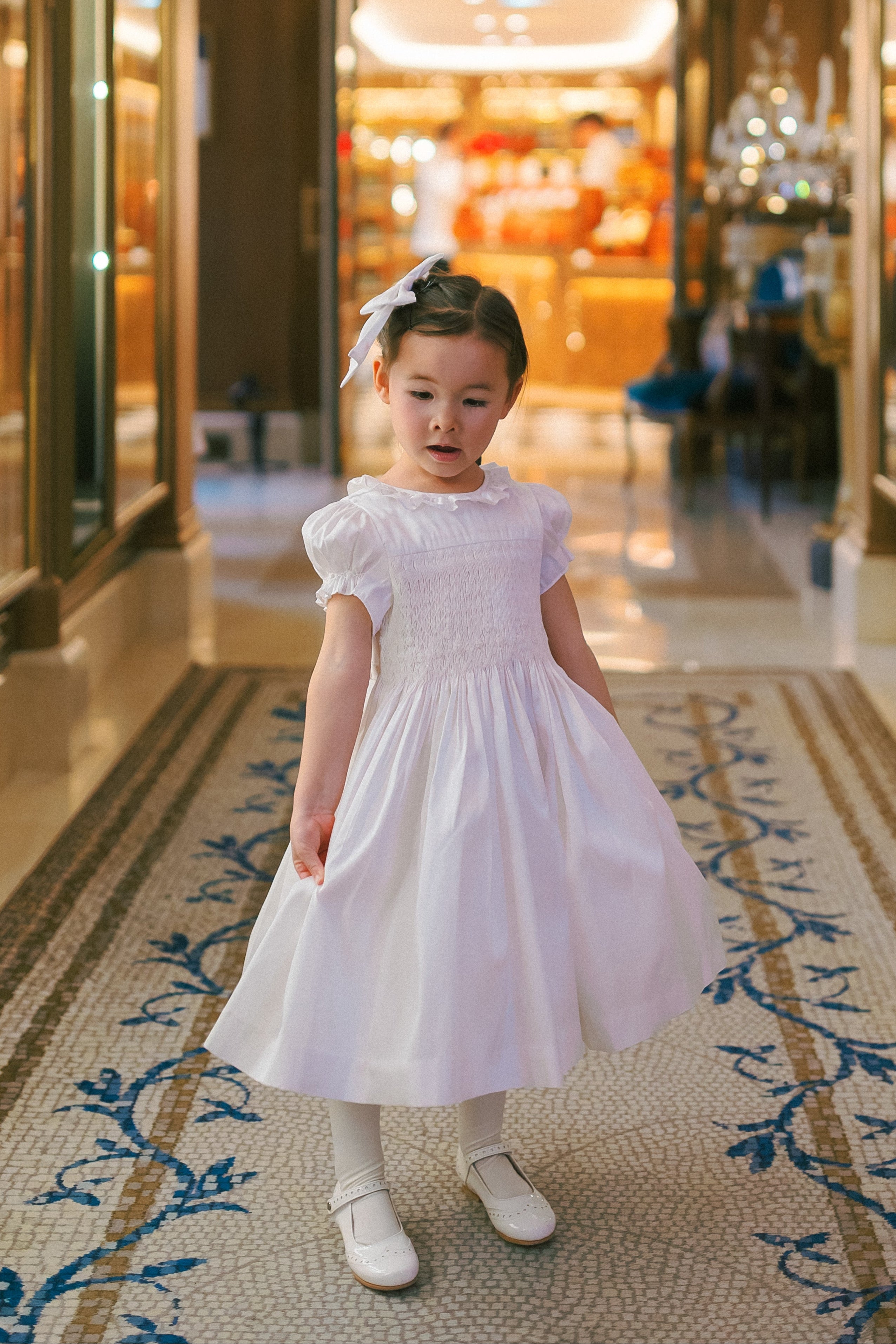 Colombe White Silk Ceremony Girl Dress
