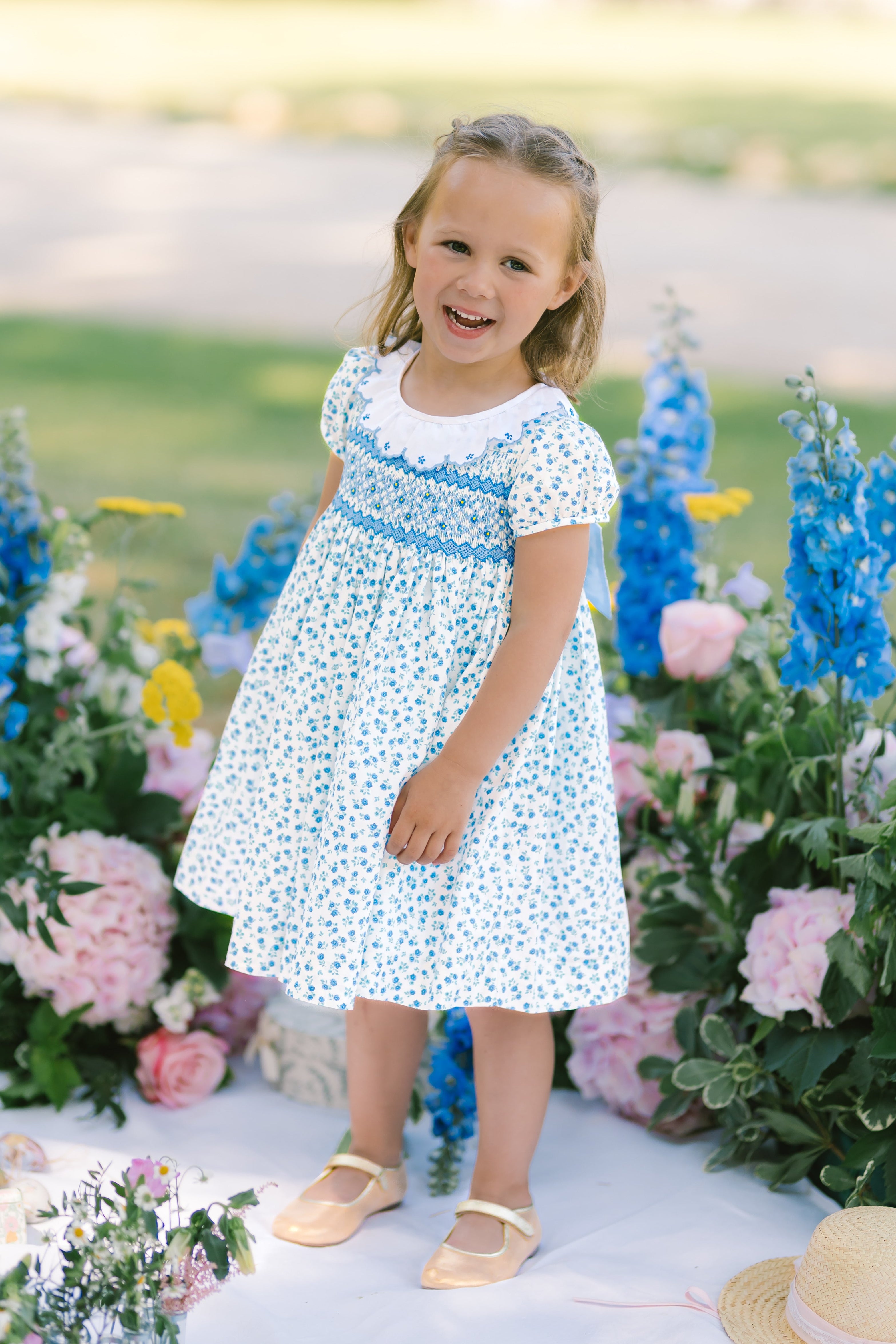 Isadora Blue Floral Empire Dress Isadora Blue Floral Empire Dress