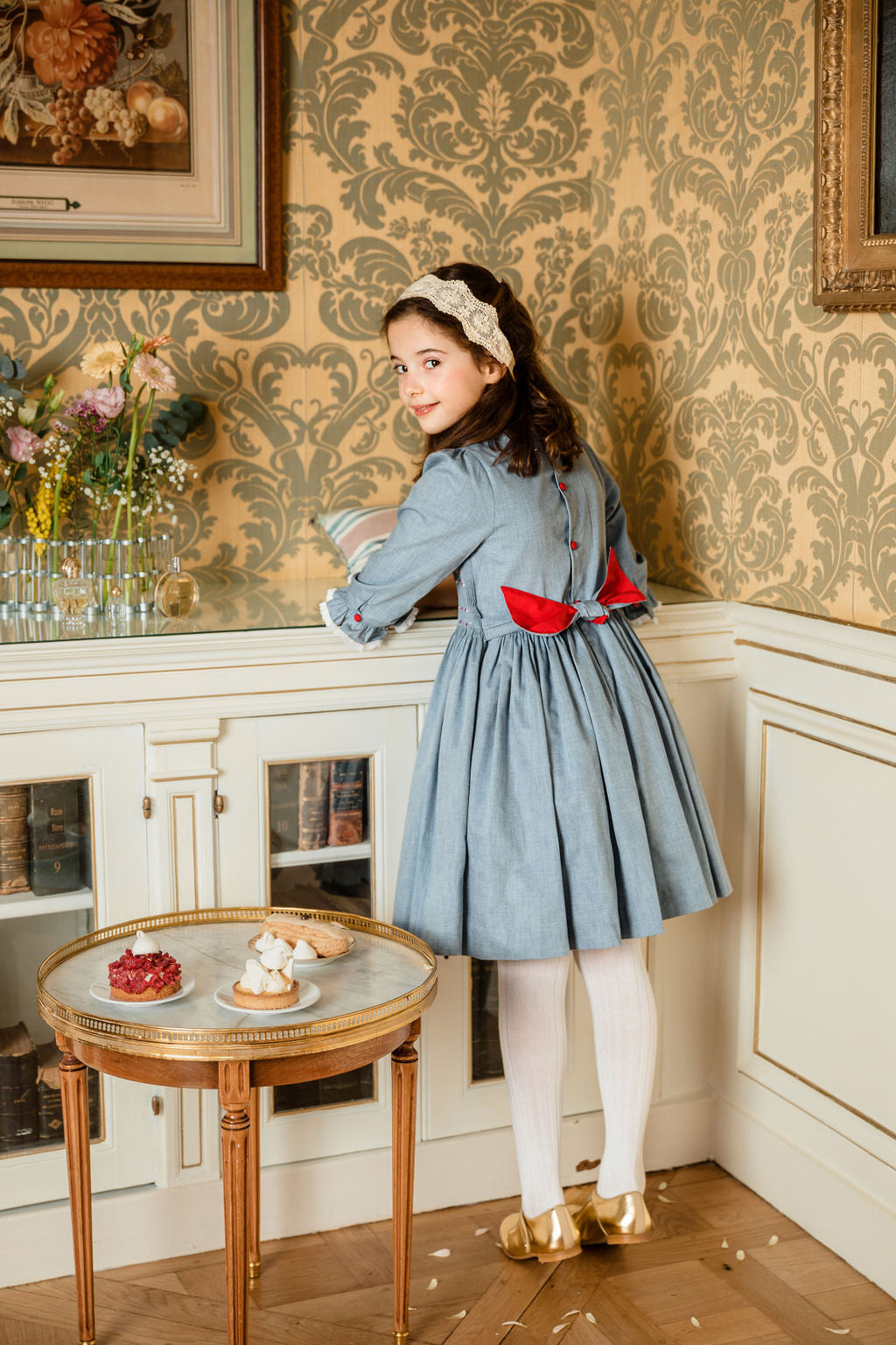 Anastasia Blue Flannel long sleeve Girl Dress