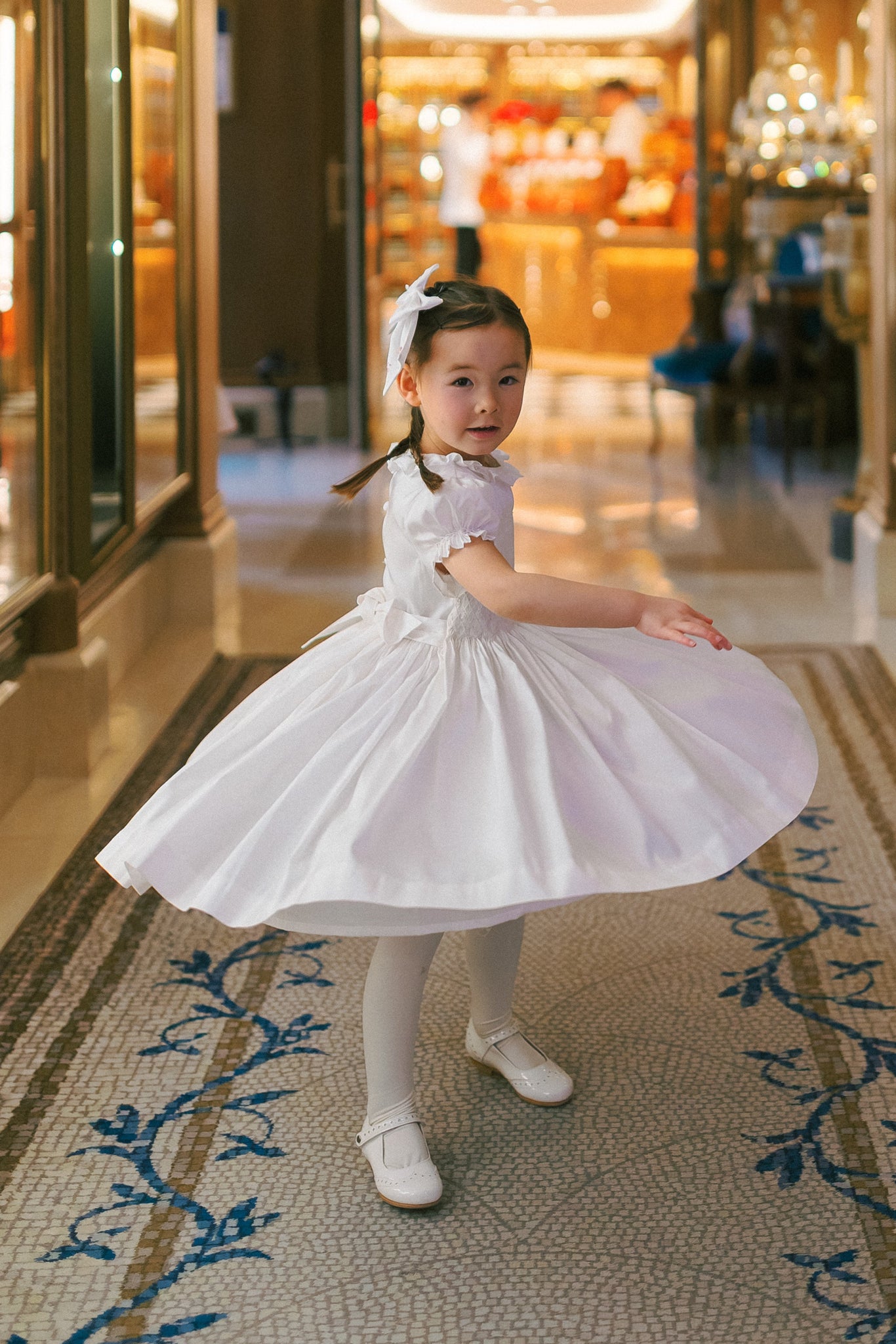 Colombe White Silk Ceremony Girl Dress 3M