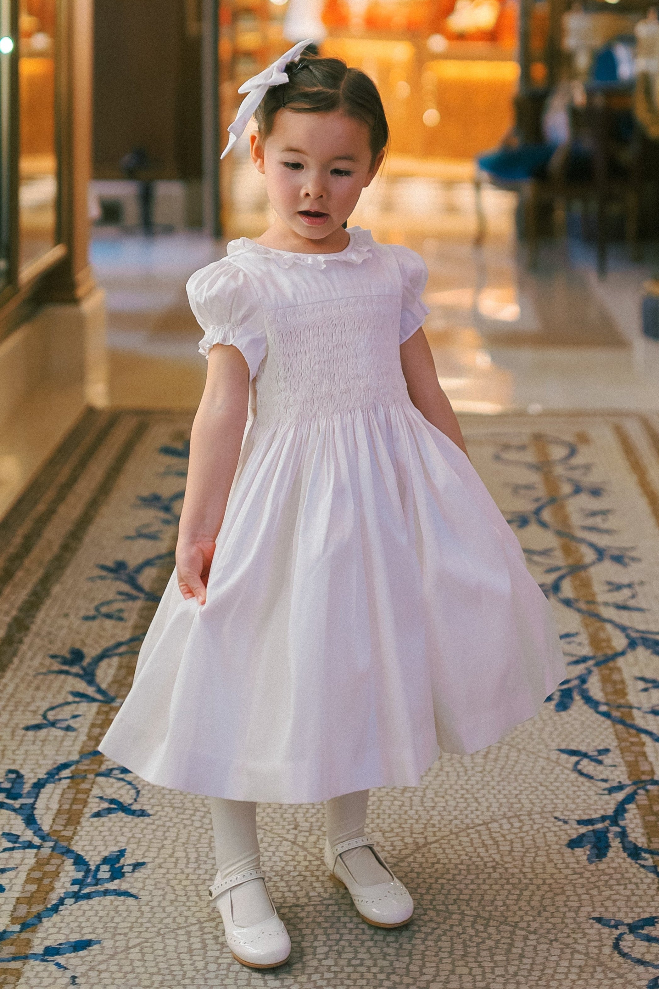 Colombe White Silk Ceremony Girl Dress 3M