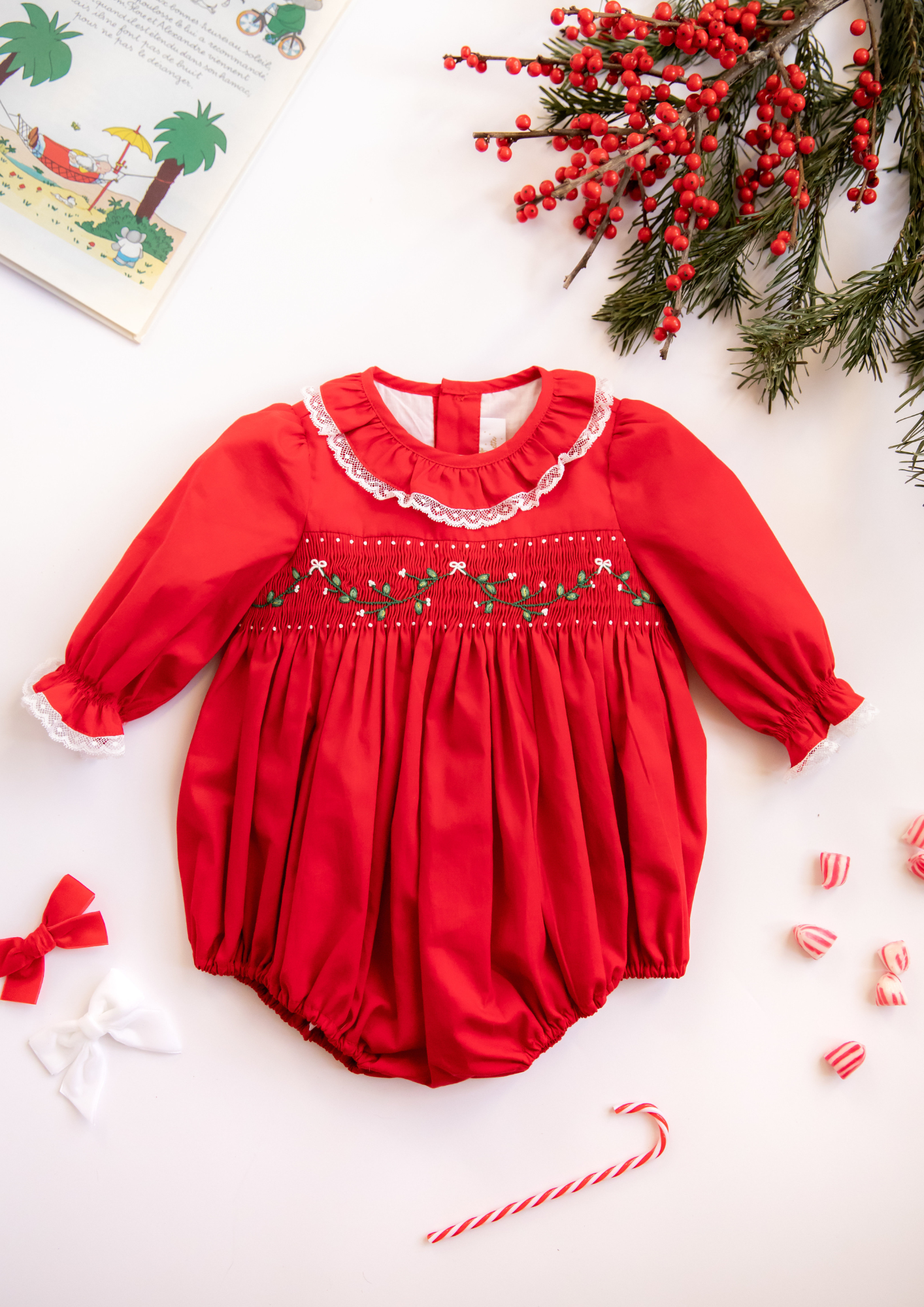 Margaret Red Christmas long sleeve Baby Bubble