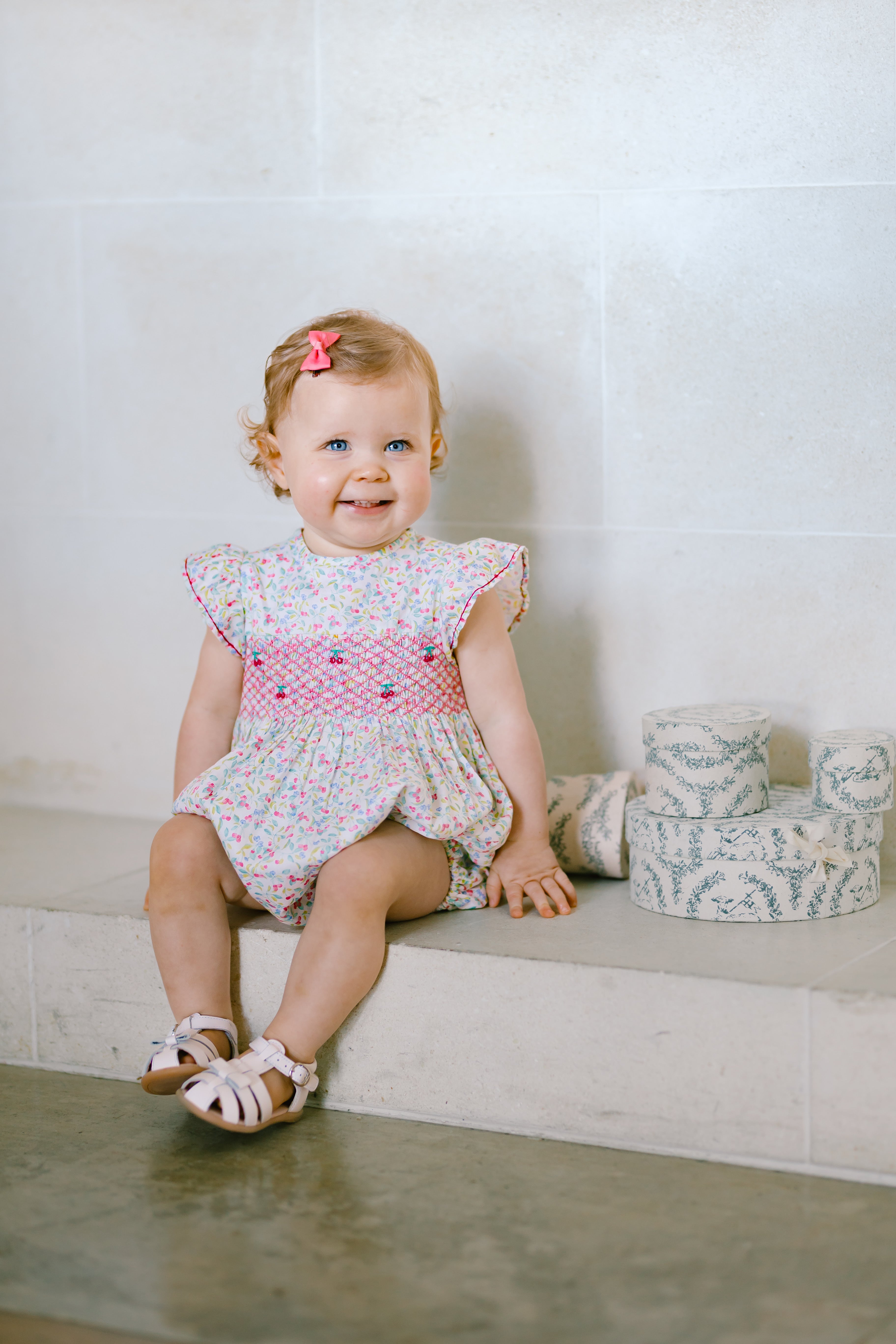 strapless open back dress Princess Charlotte Heirloom Pink Smocked Dress