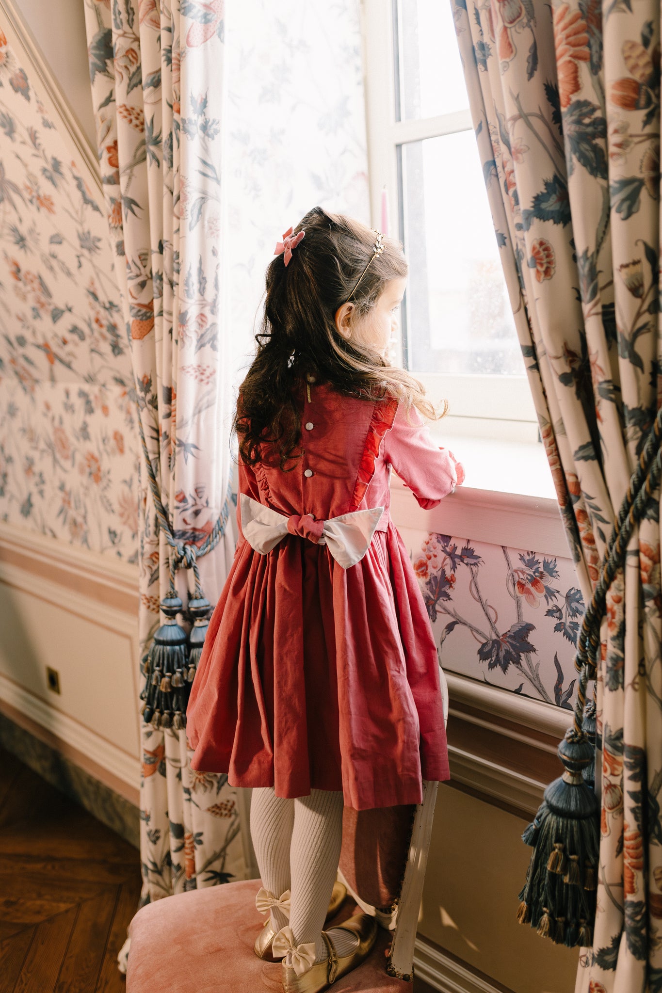 red and pink corduroy dress Mom & Me Pink Corduroy Smocked Dress