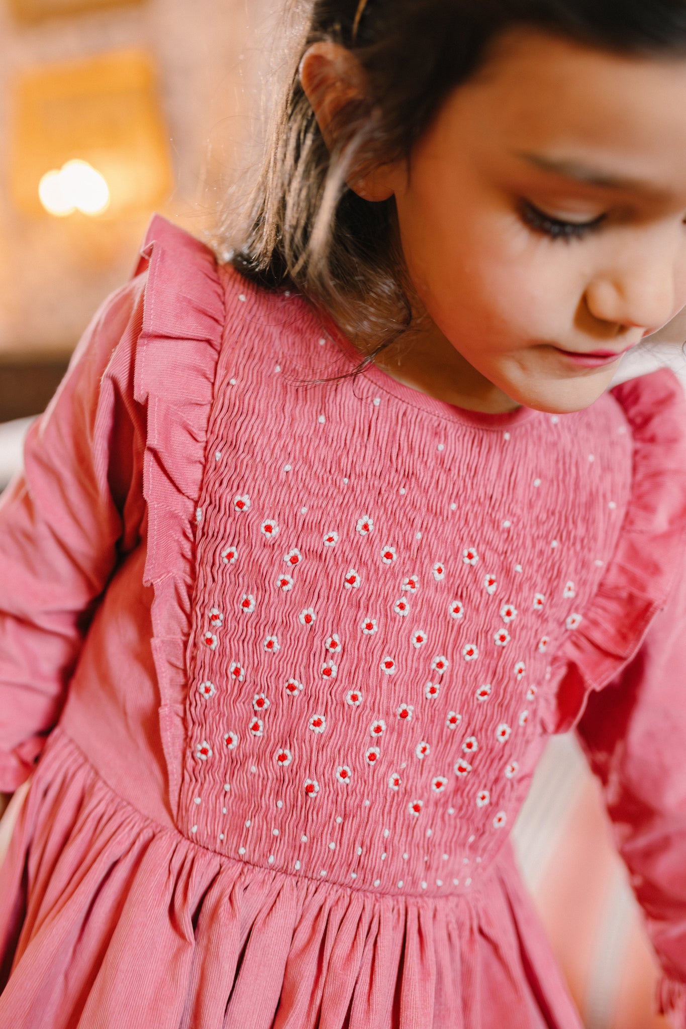 Angele Pink Corduroy Smocked Dress | Girls Holiday Dress Angele Pink Corduroy Smocked Dress | Girls Holiday Dress