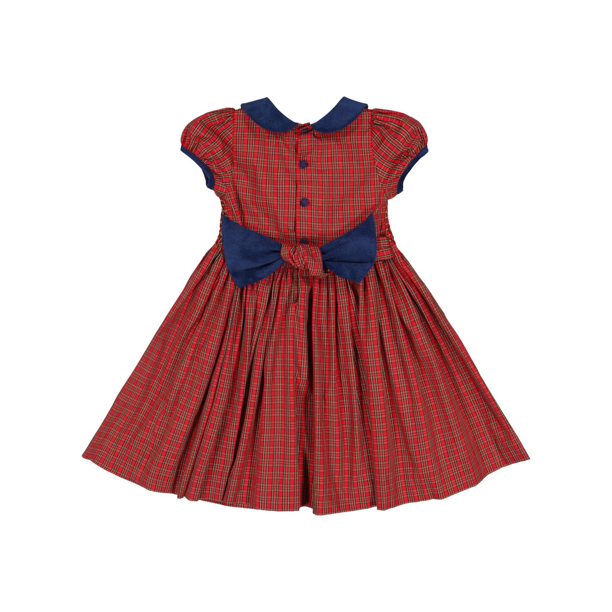 ANGELICA RED TARTAN SHORT SLEEVE SMOCKED DRESS