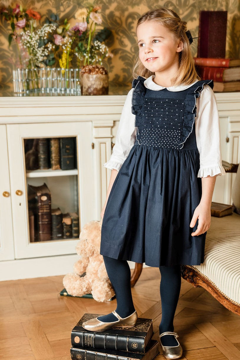 Alix Navy Smocked Girl Dress & blouse