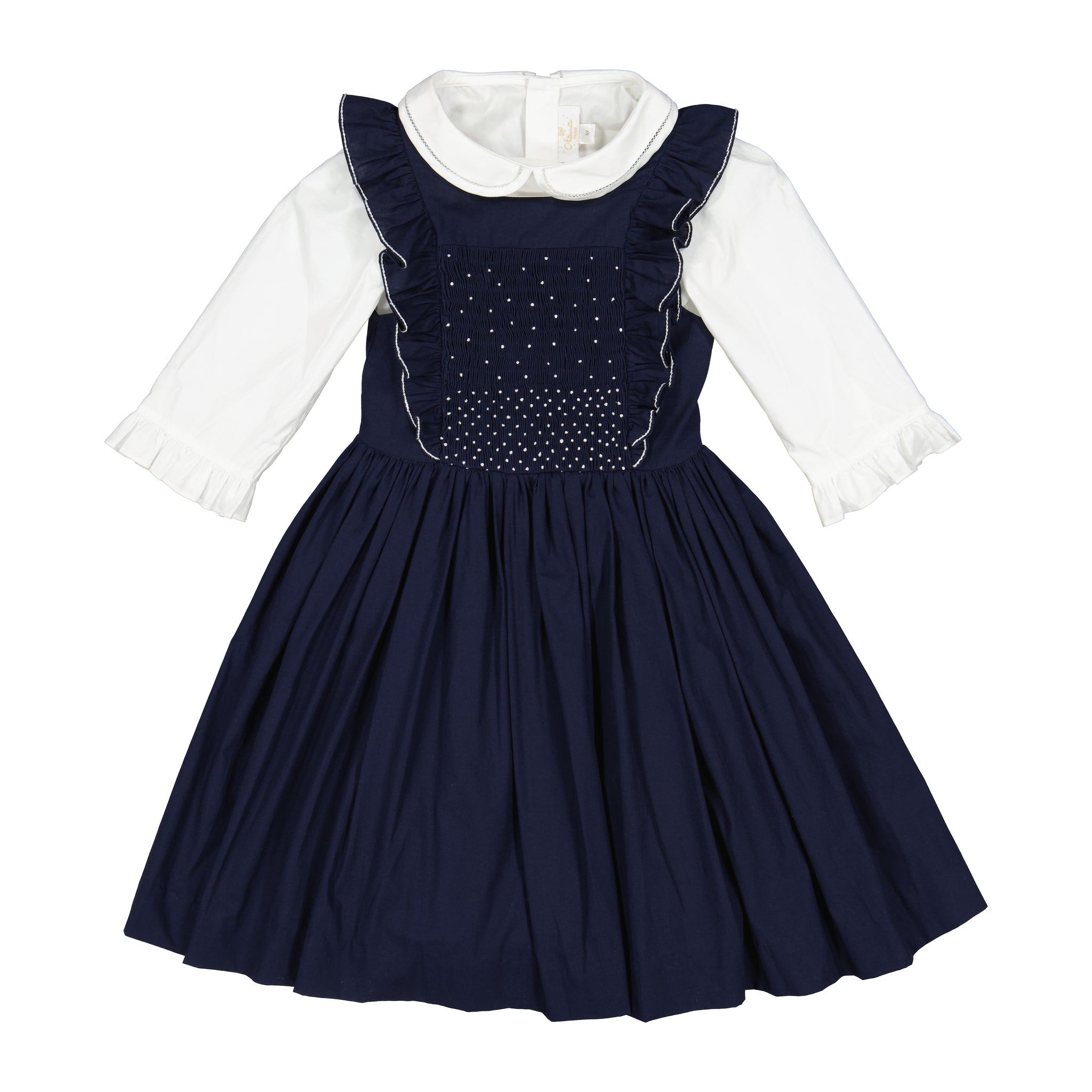 Alix Navy Smocked Girl Dress & blouse