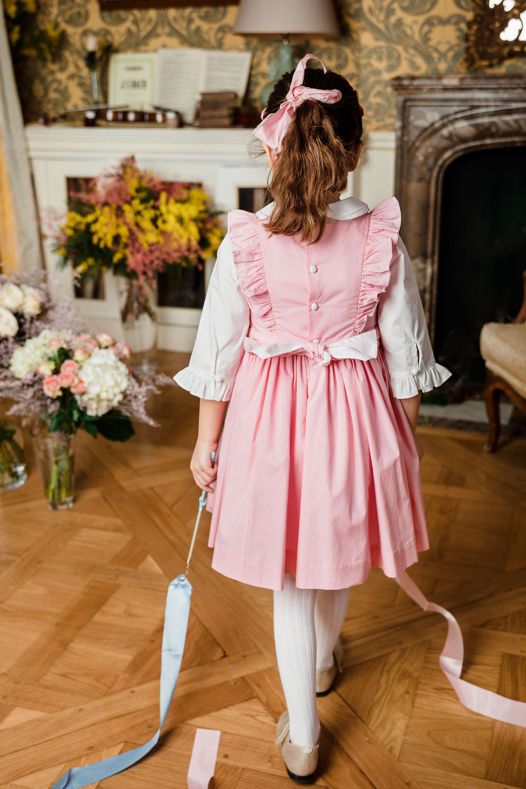 Alix Pink Smocked Girl Dress & blouse