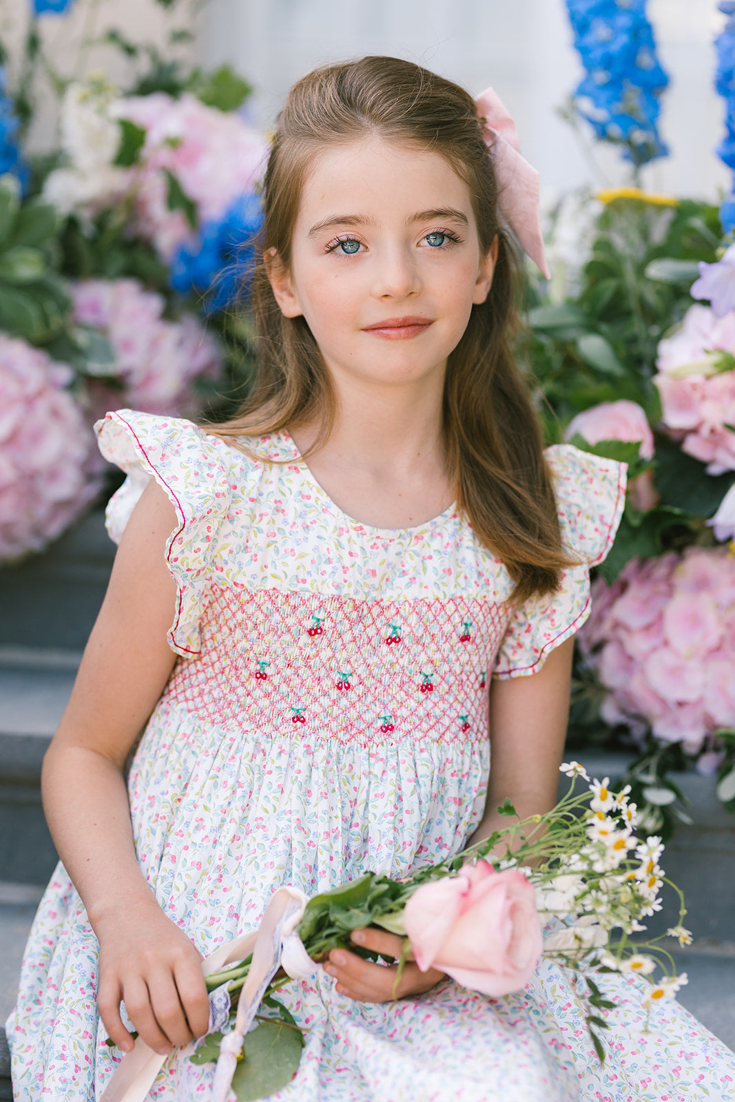 cherry print dress Alizée Cherry Empire Dress for Girls