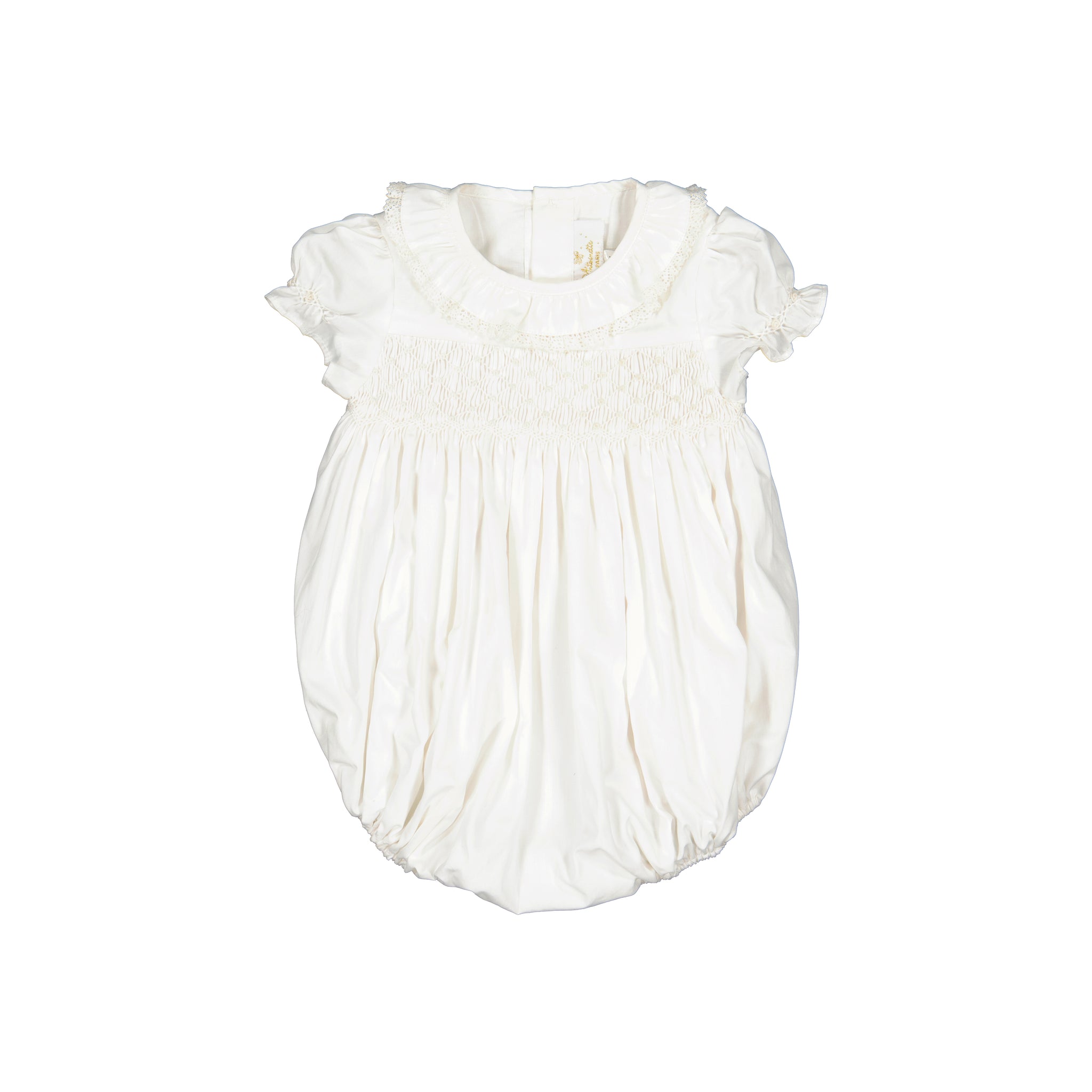 Antoinette Ceremony White Smocked Baby Bubble