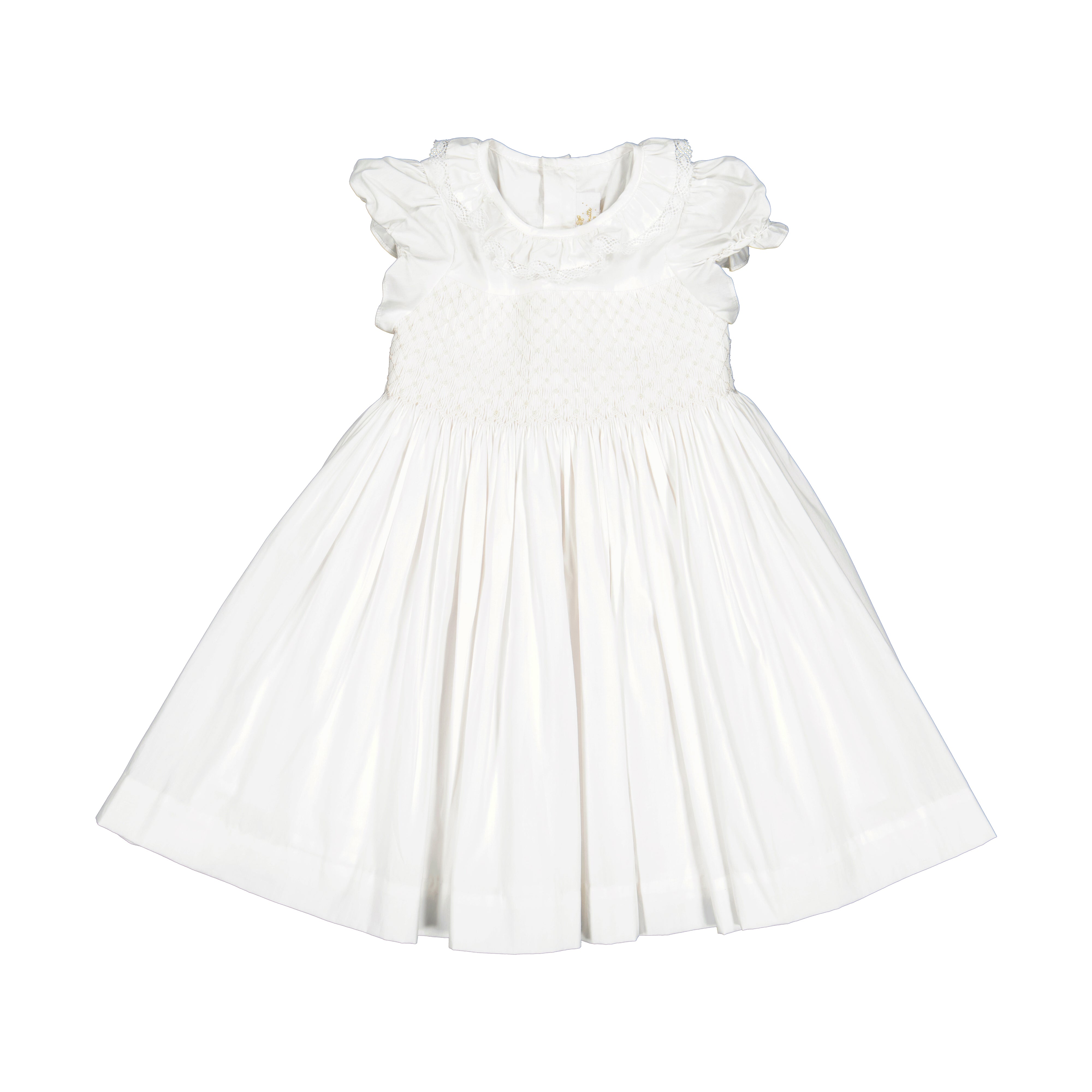 white christmas dresses White Smocked Cross Bishop Dress