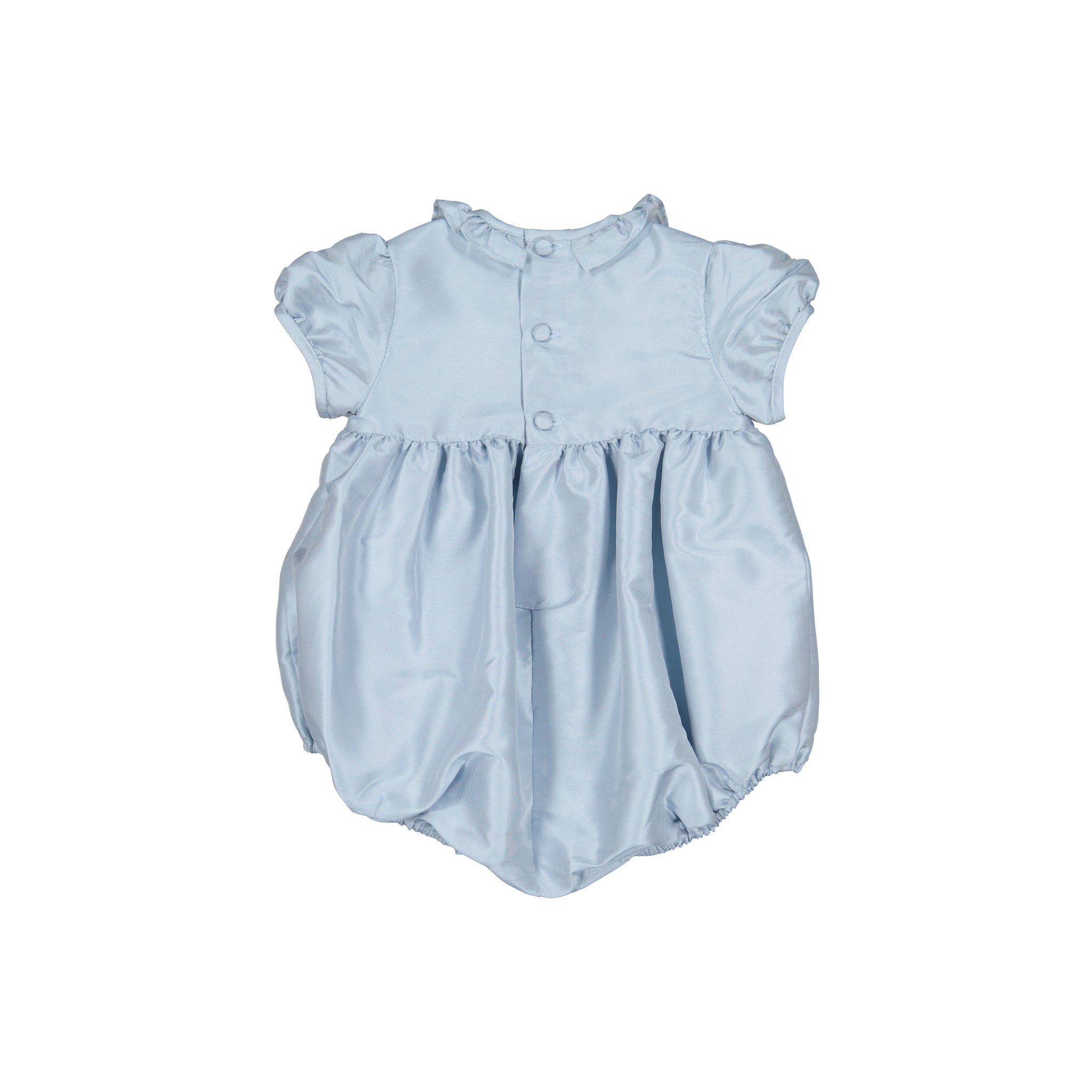 Astrid Blue Silk Smocked Baby Bubble