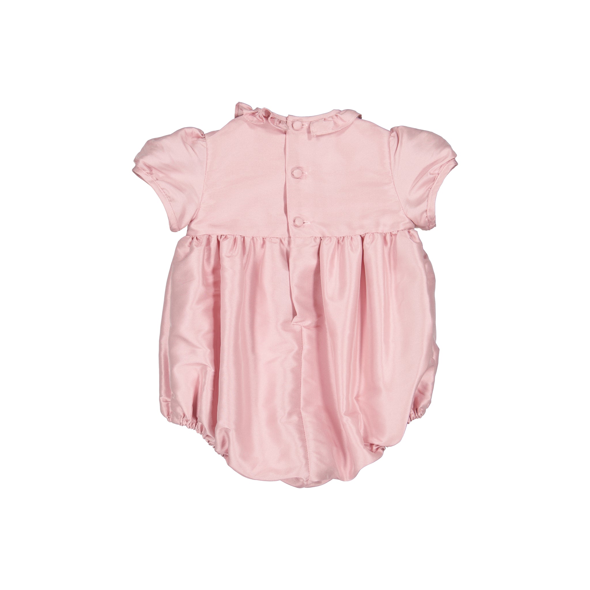 Astrid Pink Silk Smocked Baby Bubble