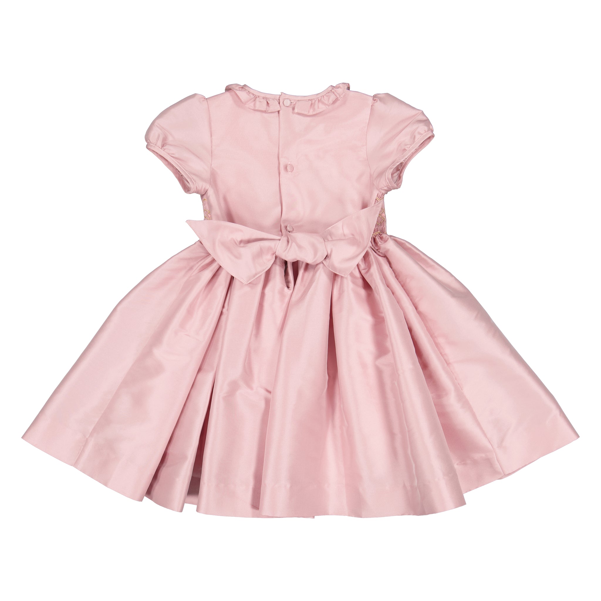 Astrid Pink Silk Smocked Girl Dress