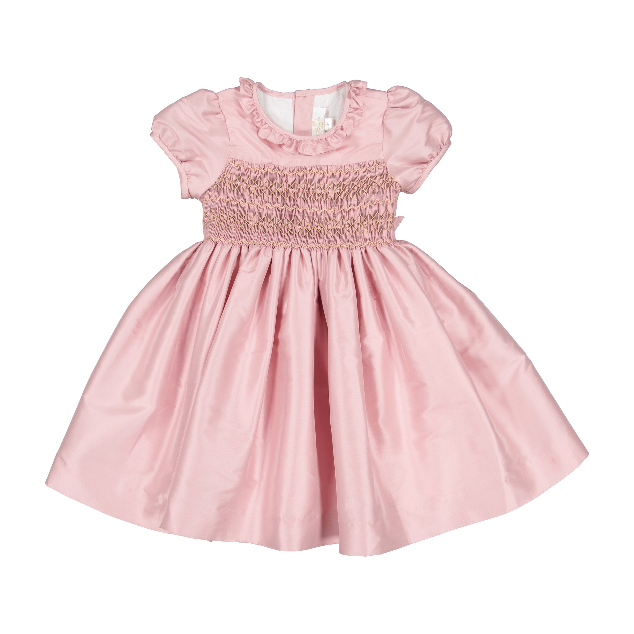 Astrid Pink Silk Smocked Girl Dress