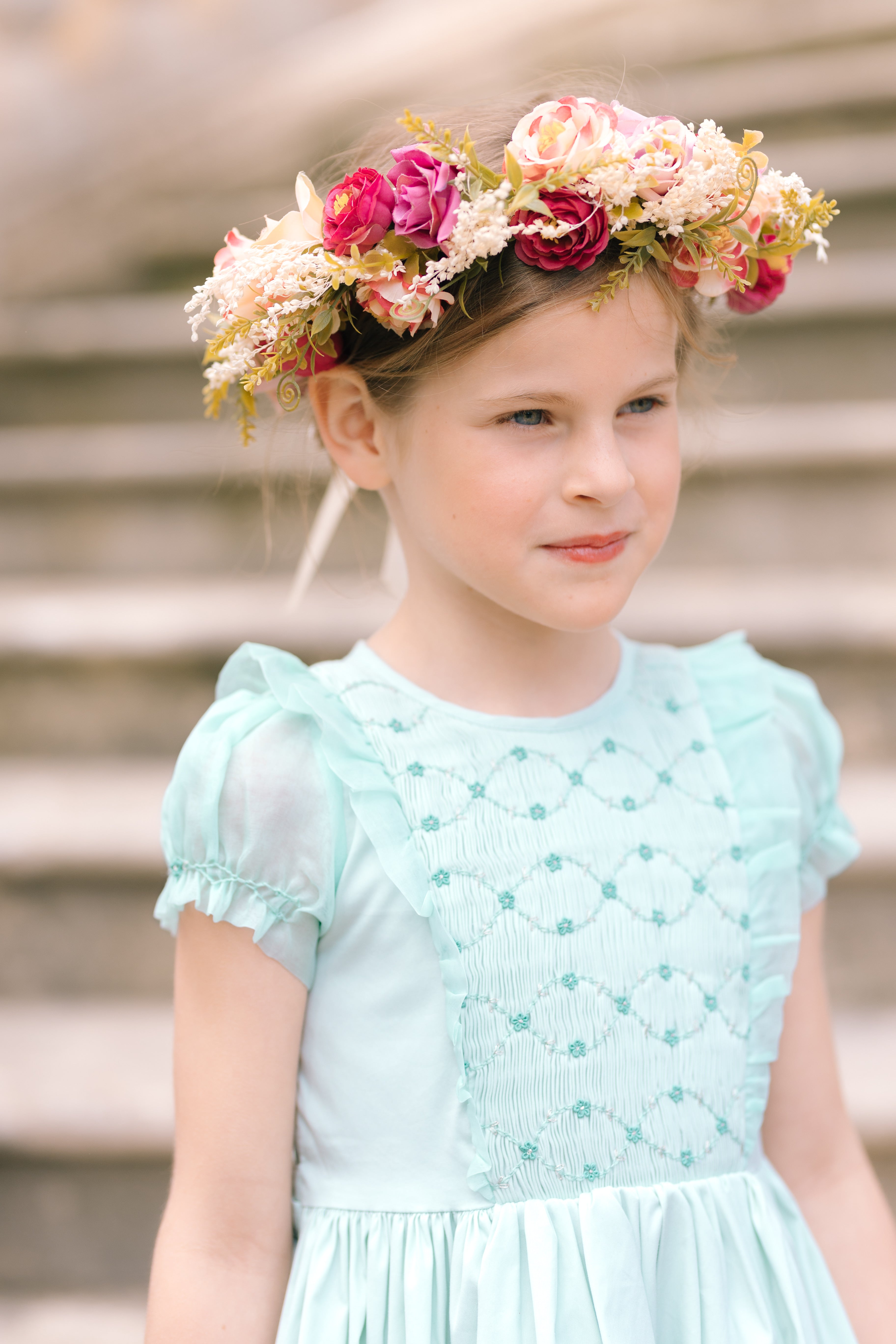 girls organza dress Blue Girls Floral Organza Belted Dress 8-15 AGE 36215PR
