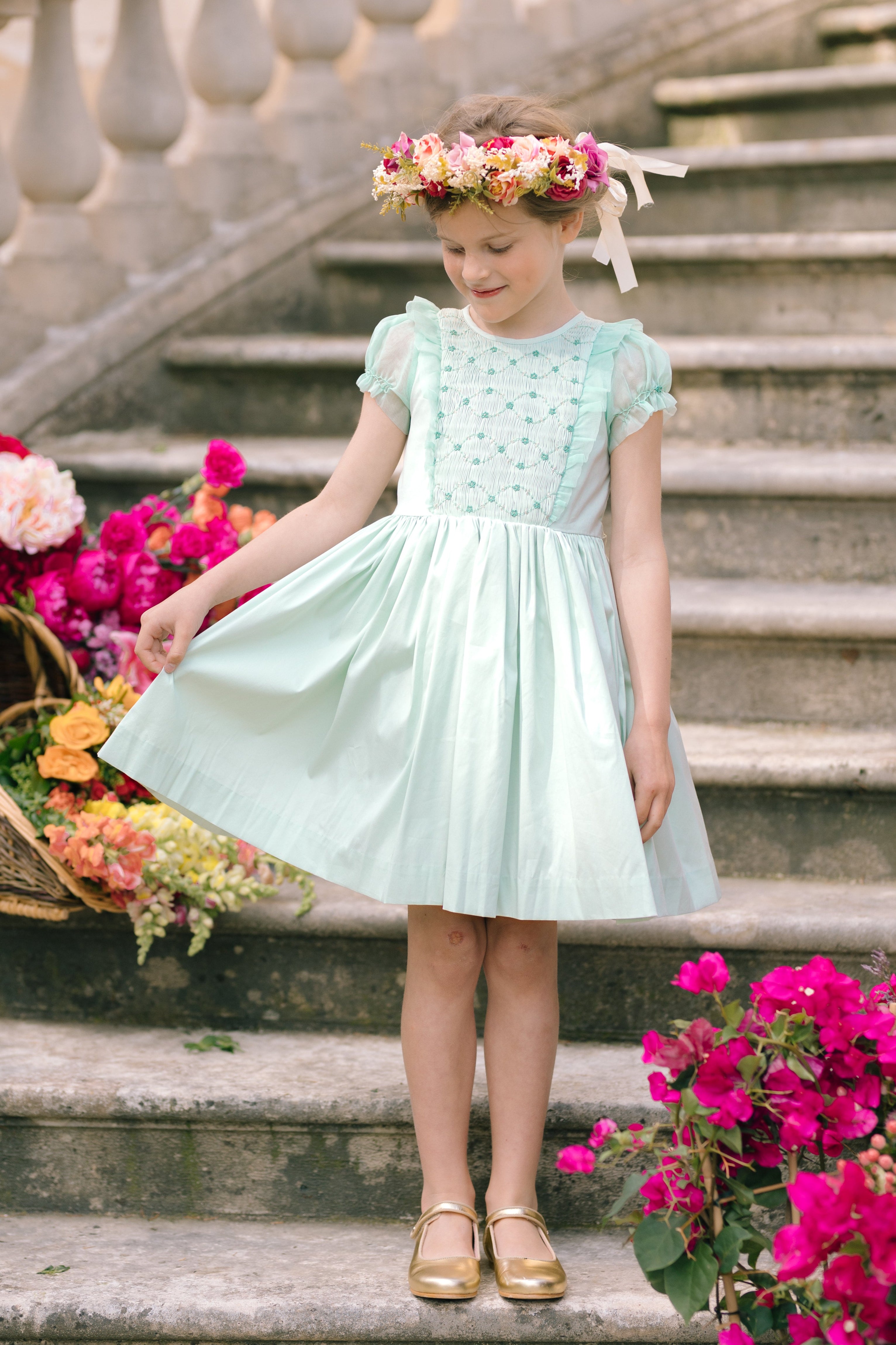 green emerald velvet dress Ivory Alanna Flower Girl Dress – Nicolette's Couture main image 0
