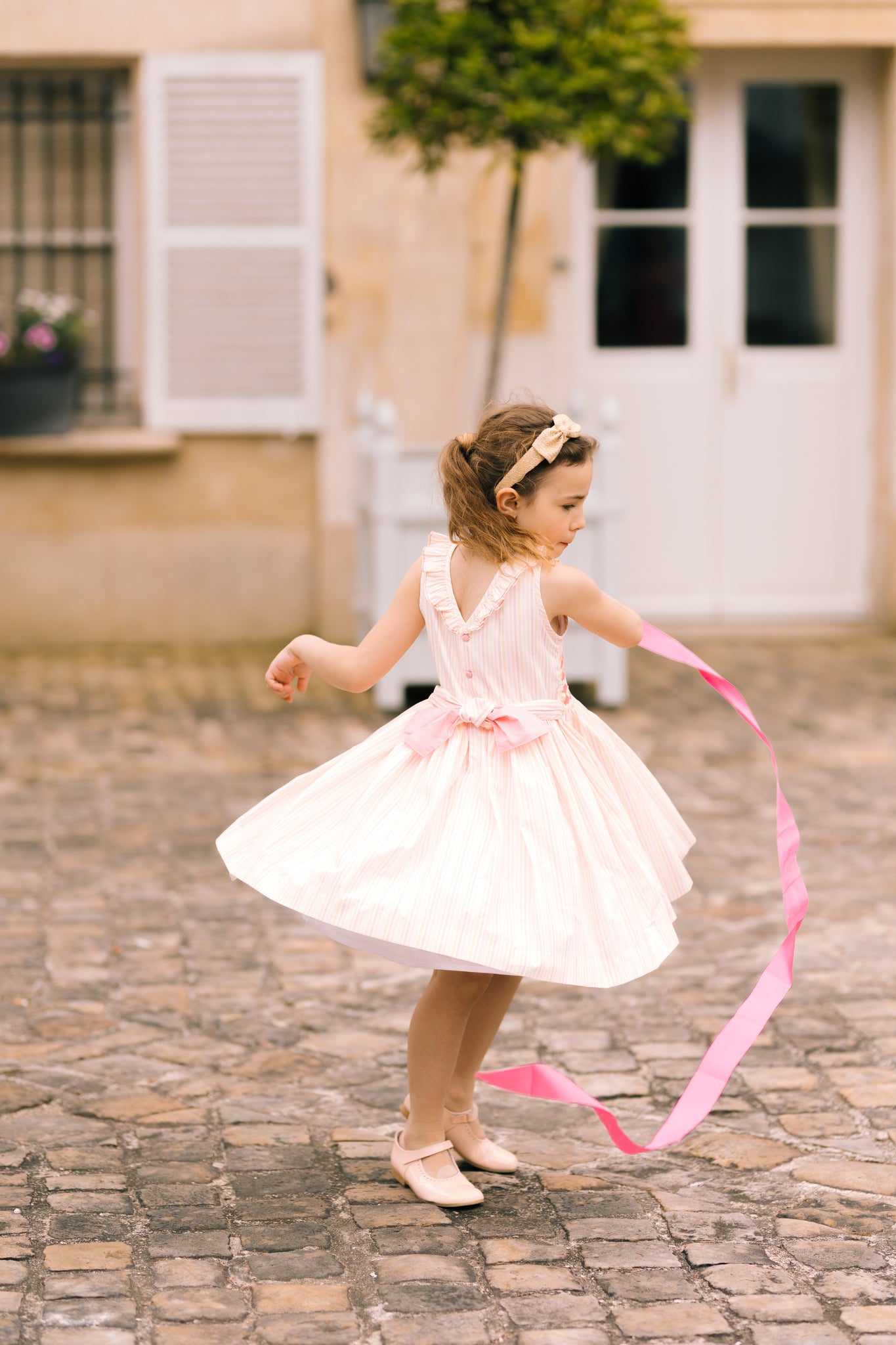 Capucine Pink Yellow Stripe Sleeveless Smocked Dress Capucine Pink Yellow Stripe Sleeveless Smocked Dress