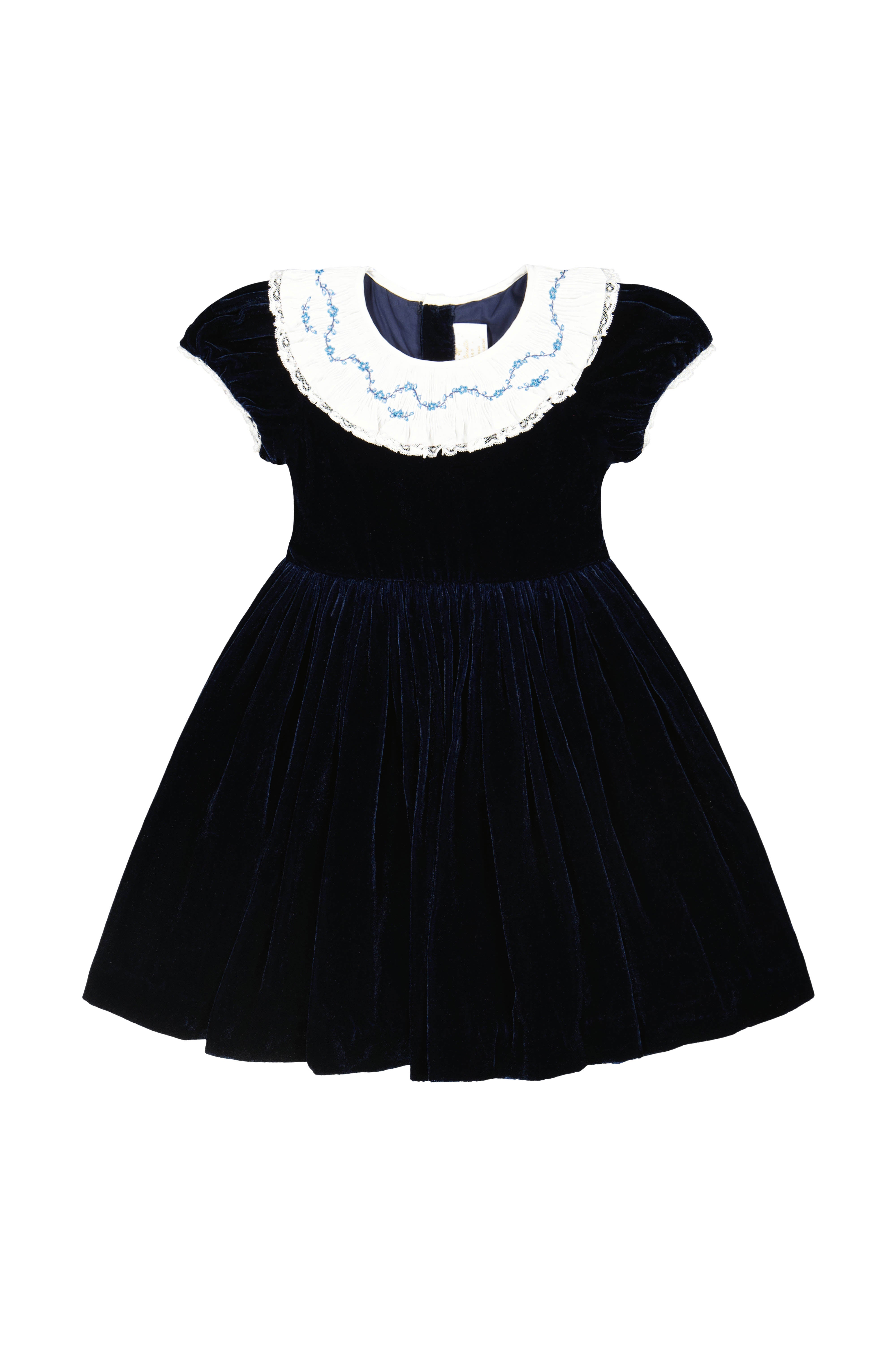 Celestine Navy Velvet Smocked Dress