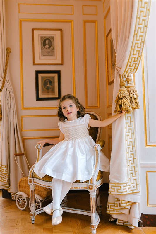 Colombe Gold Silk Ceremony Girl Dress 10T