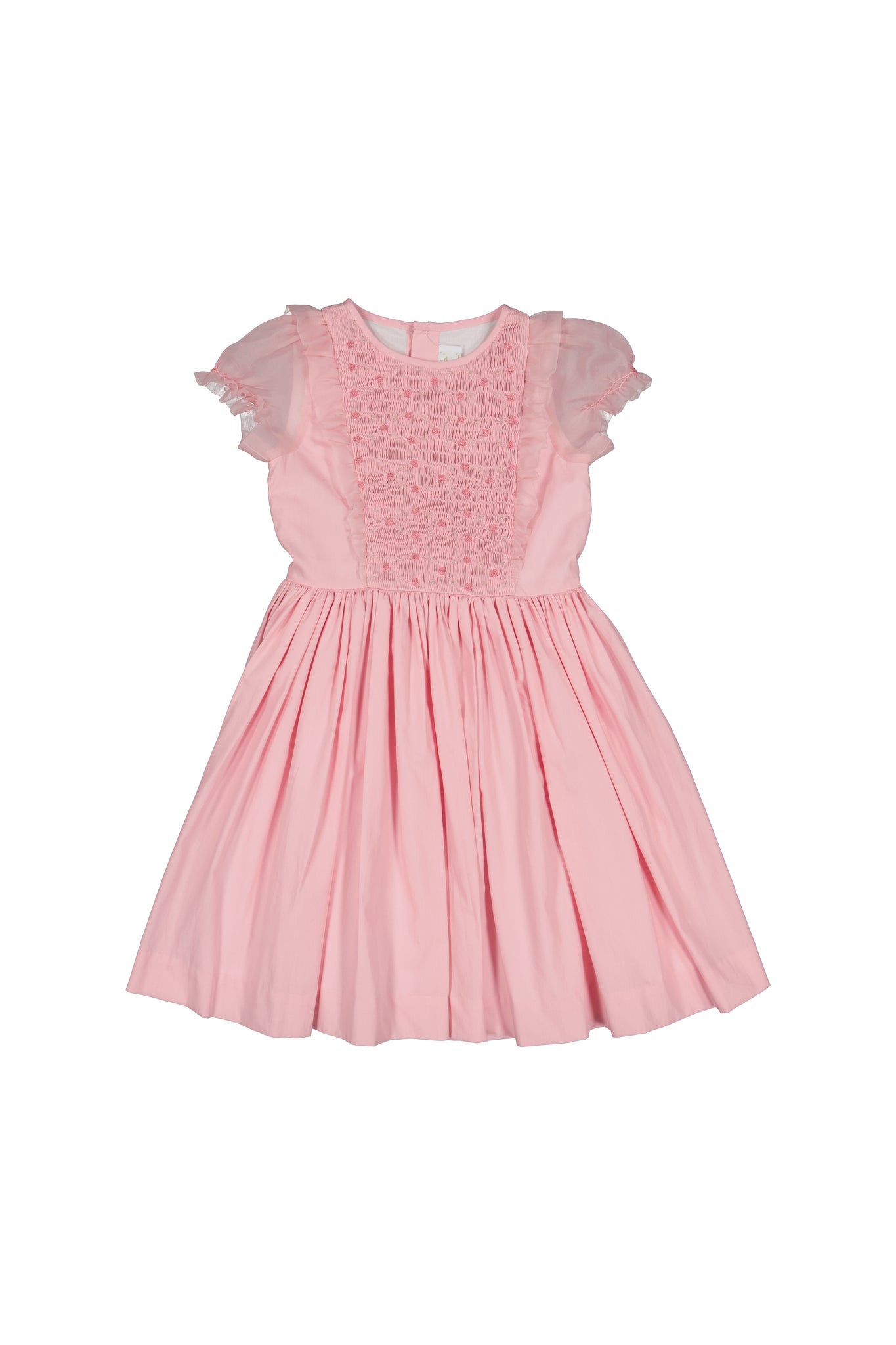 Camelia Pink Organza Smocked Dress Camelia Pink Organza Smocked Dress