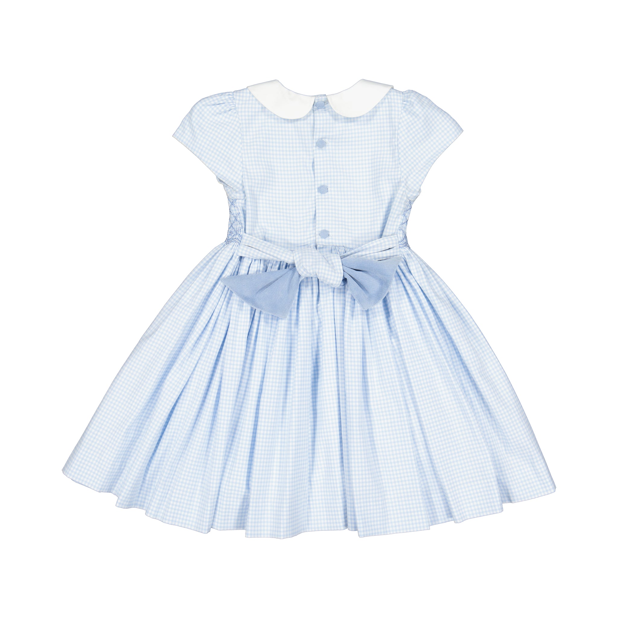 Camille Blue Gingham Flannel Smocked Dress