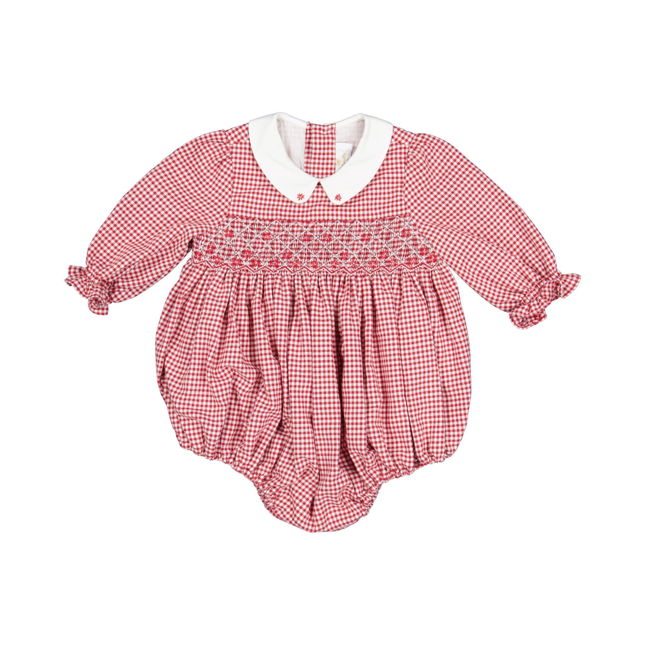 Camille Red Gingham Smocked Baby Bubble