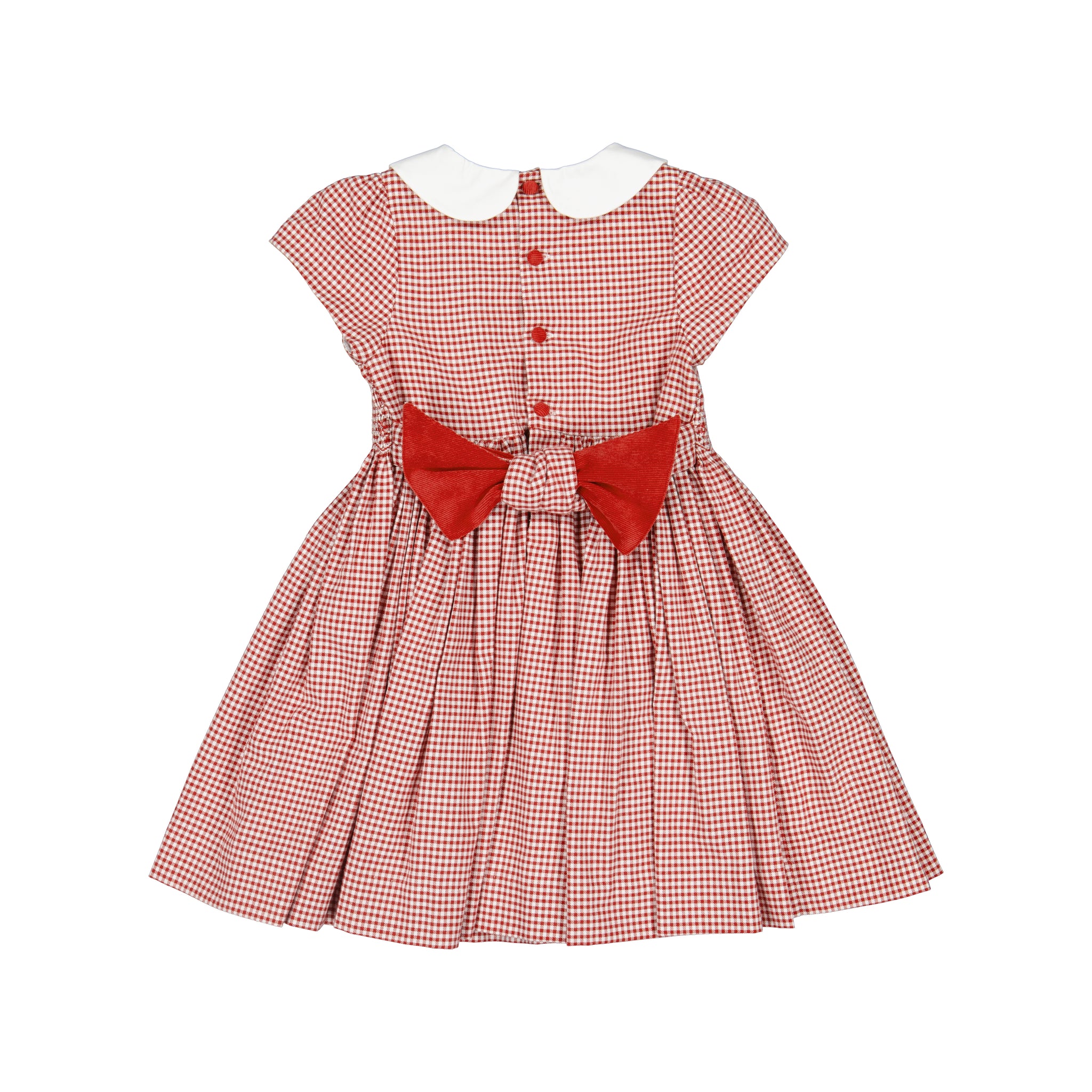 Camille Red Gingham Flannel Smocked Girl Dress