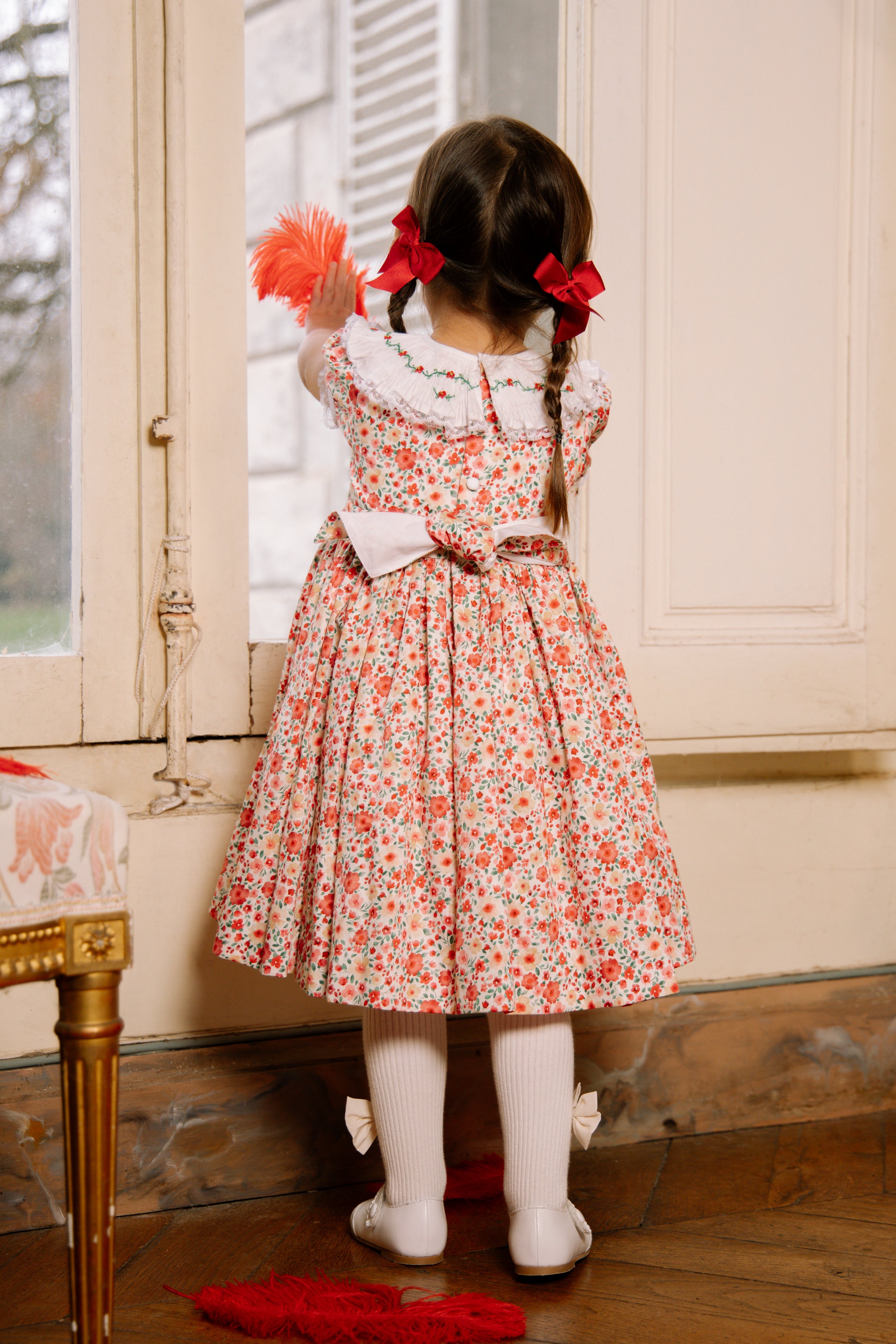 Celestine Red Floral Smocked Dress 3T