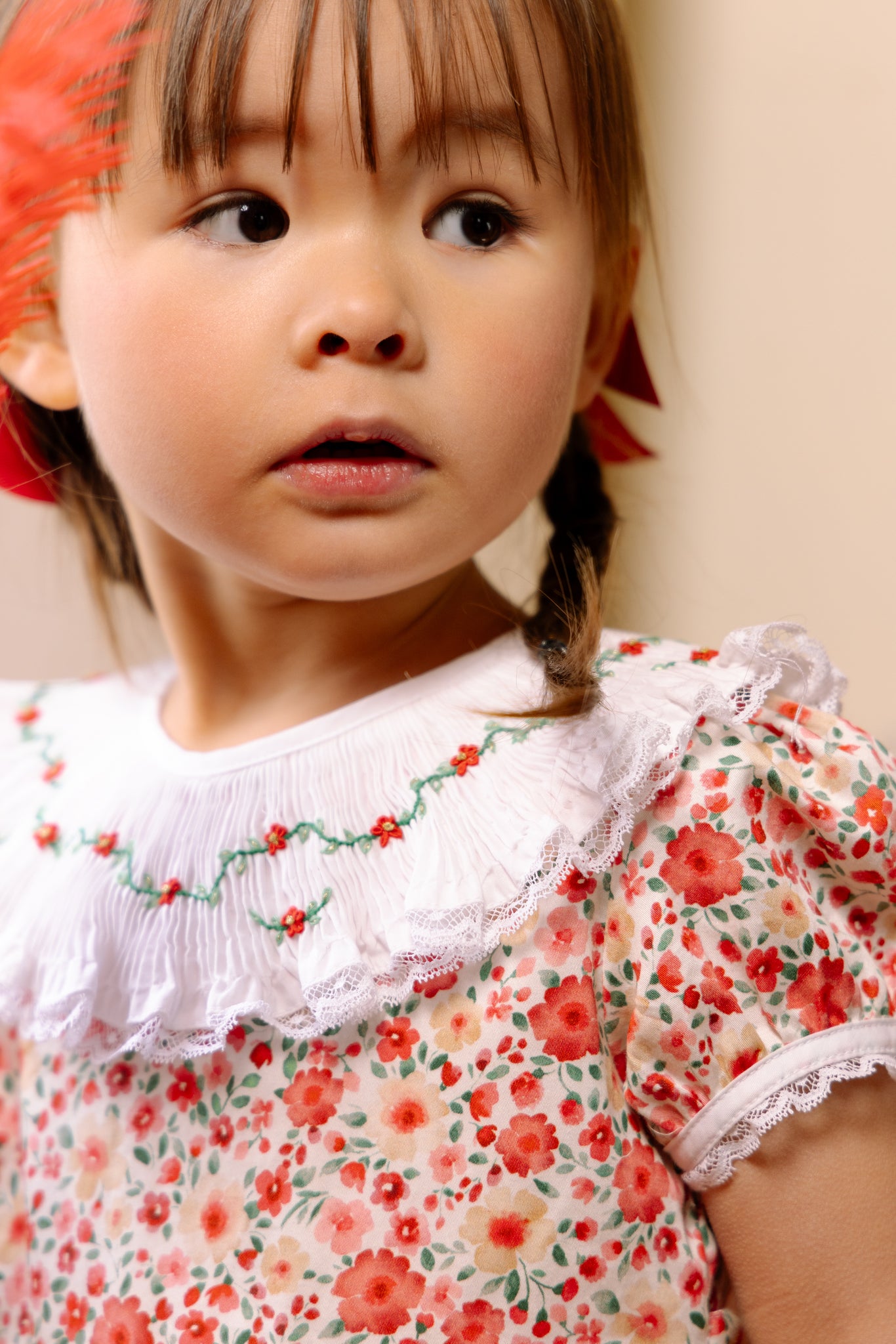 Celestine Red Floral Smocked Dress