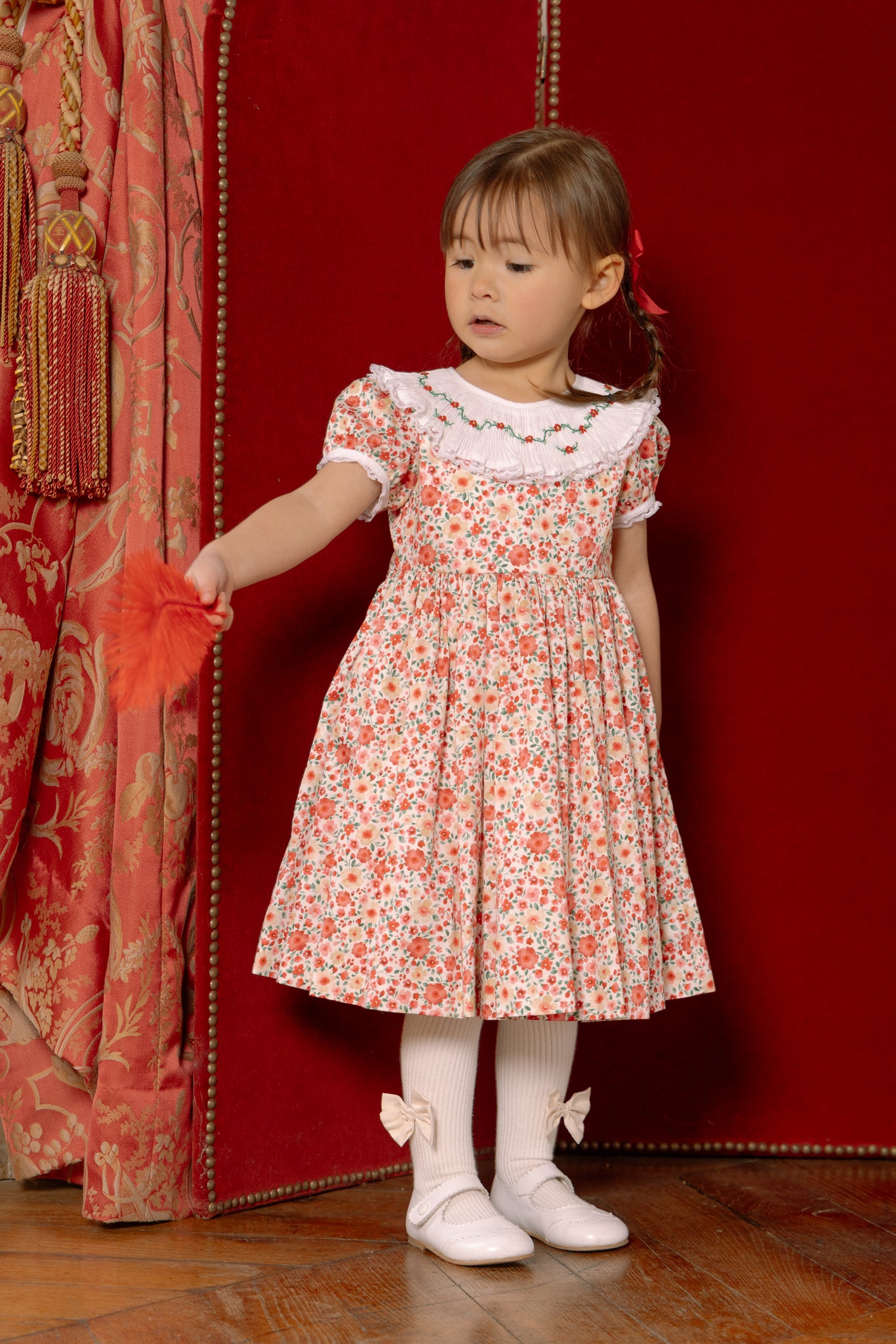 Celestine Red Floral Smocked Dress