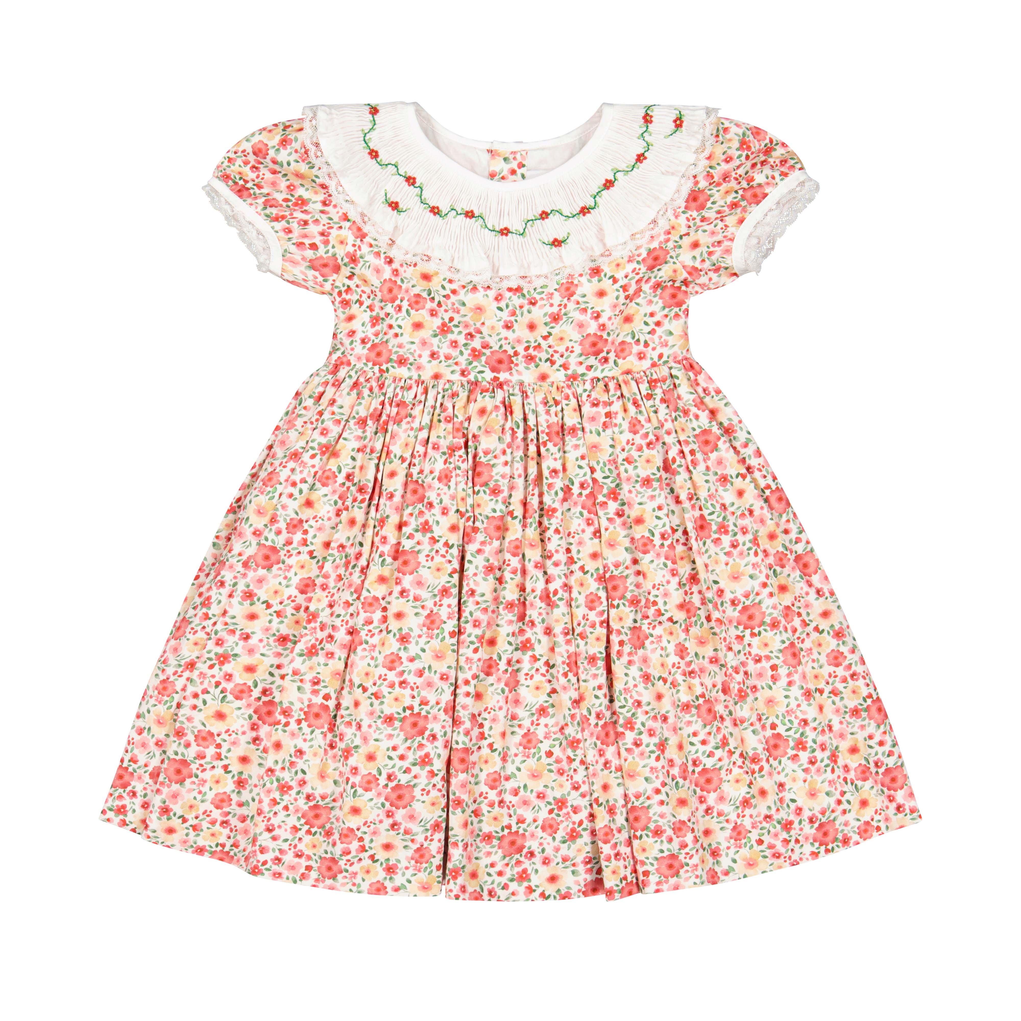 Celestine Red Floral Smocked Dress 3T