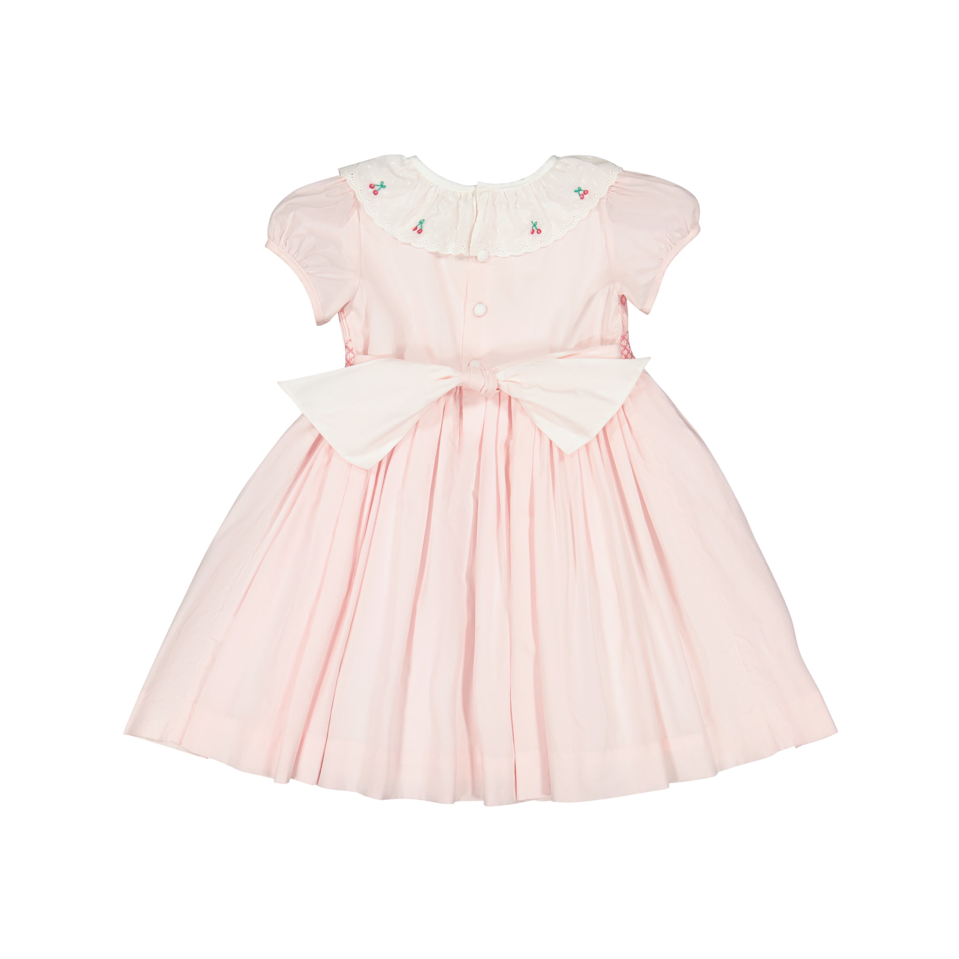 pink cherry dress Cherry Pink Smocked Girls Dress with Cherries