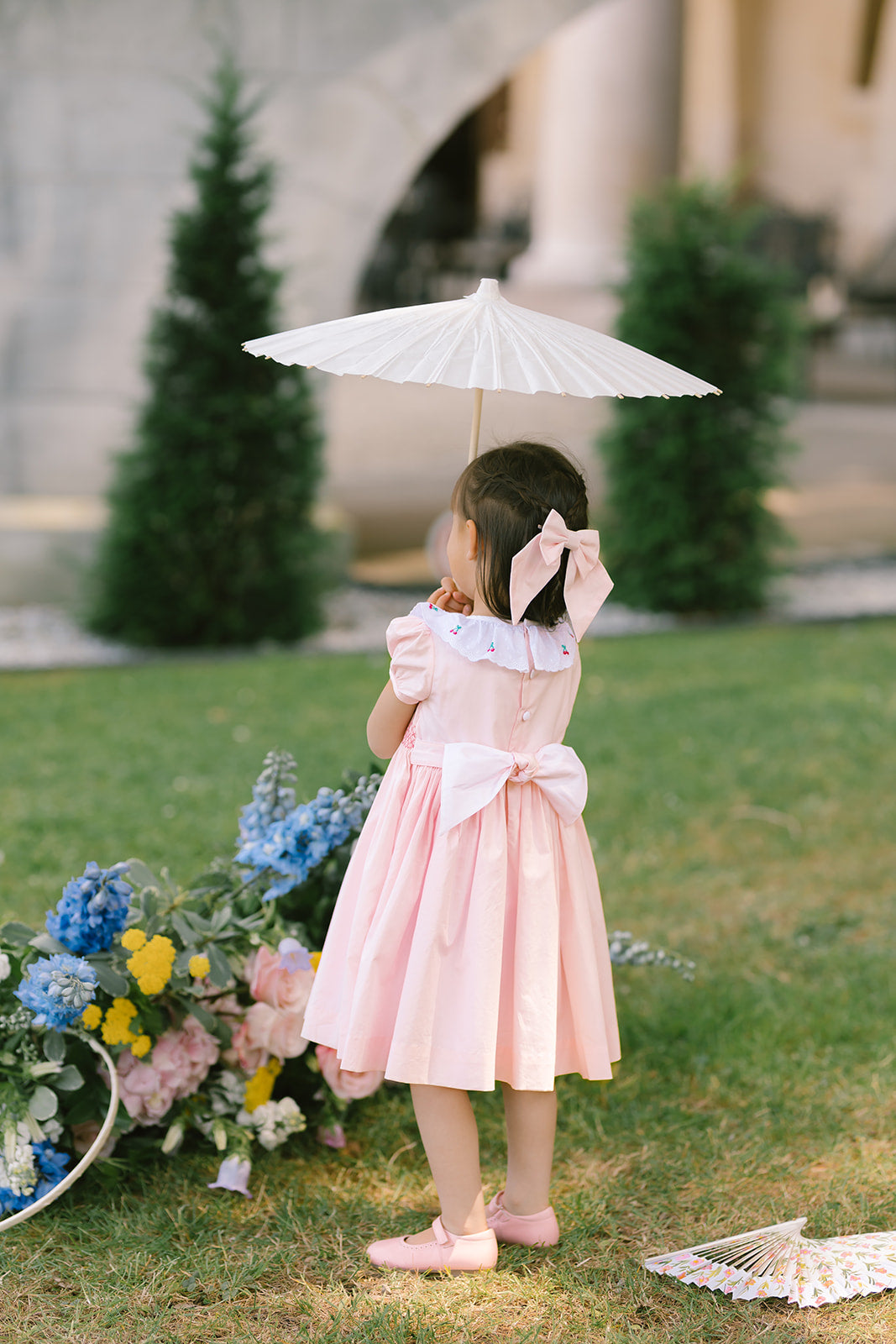 pink smocked dress Cherry Pink Smocked Girls Dress with Cherries