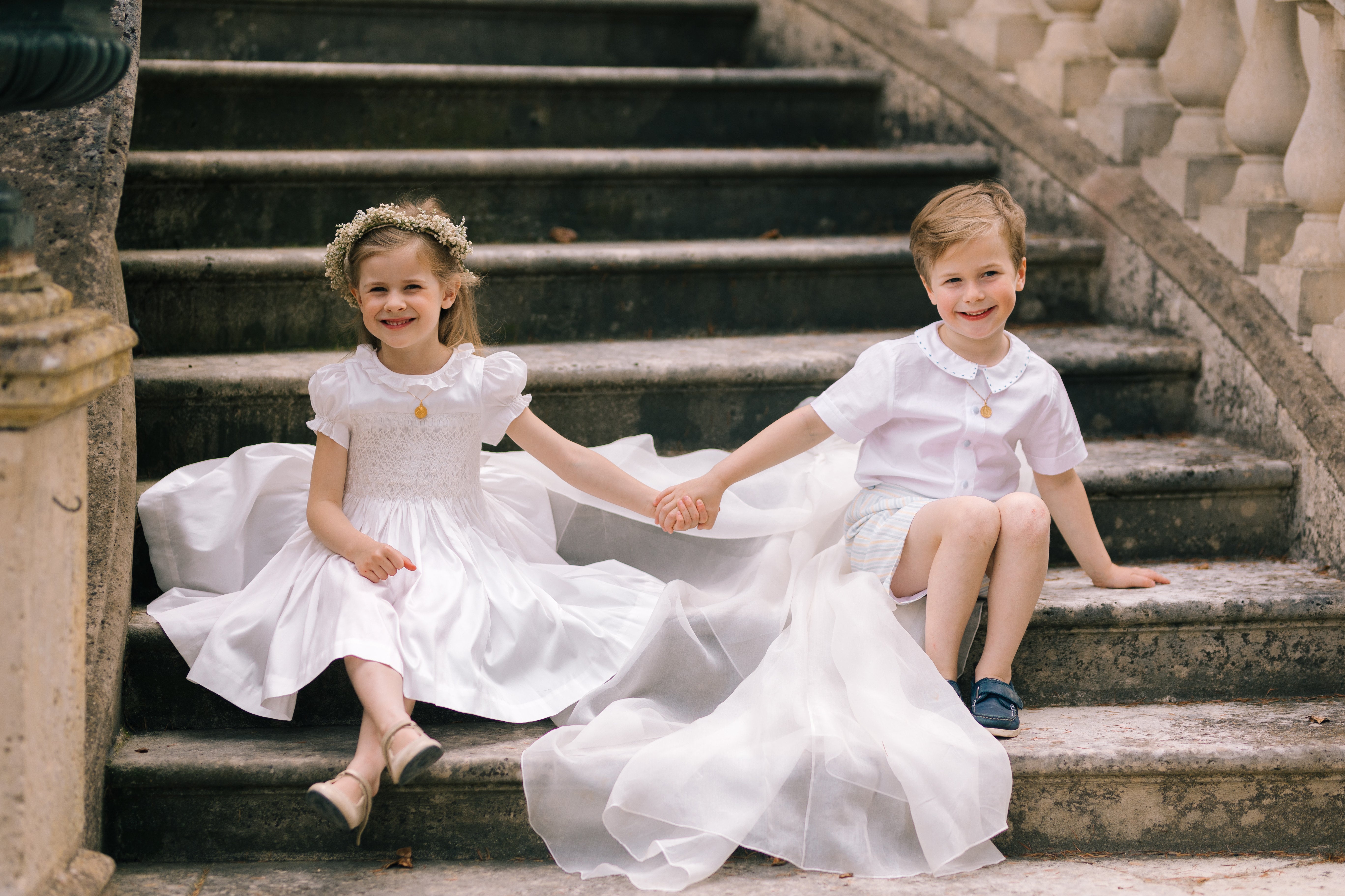 Colombe White Silk Ceremony Girl Dress 3M