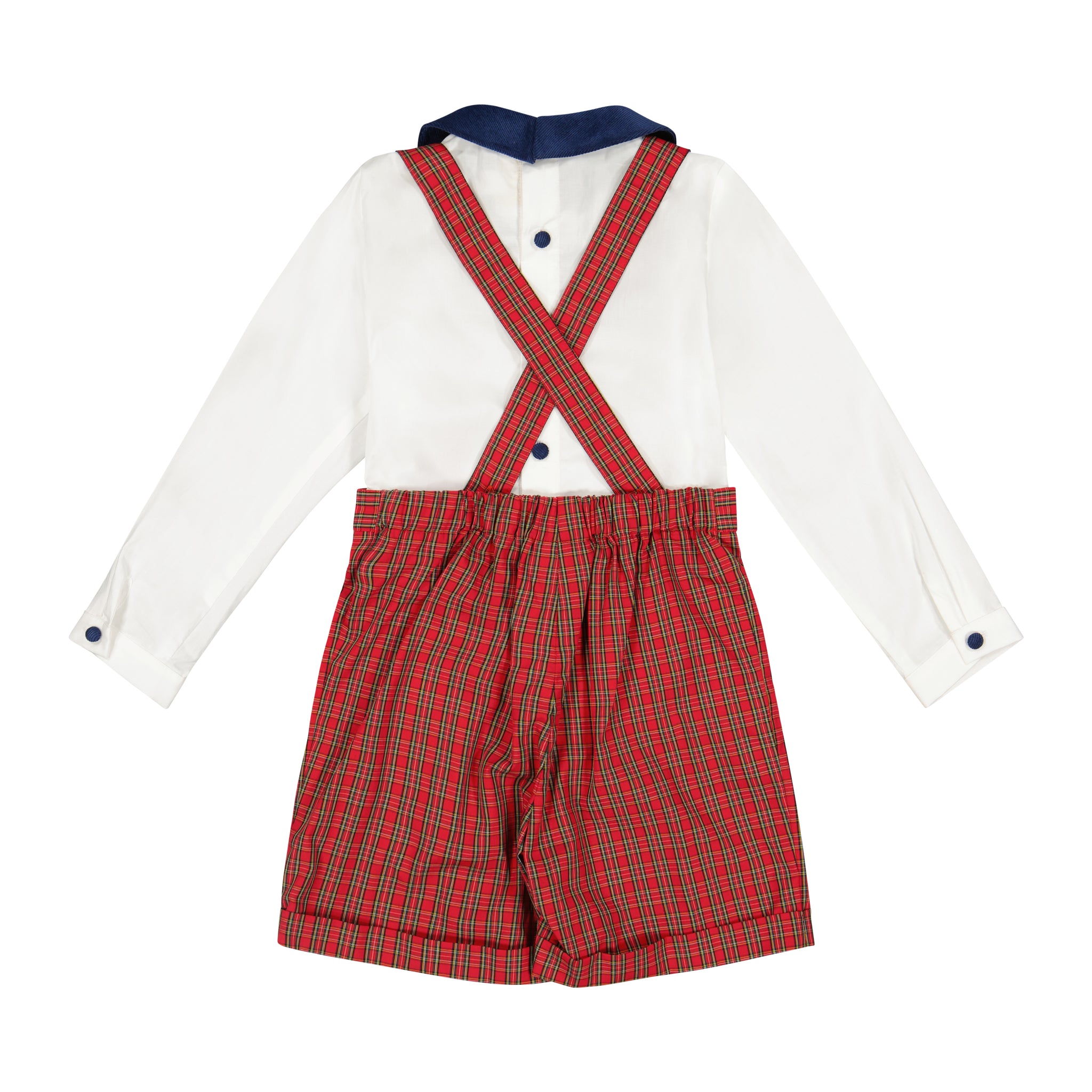 George Red Tartan Overalls & Shirt