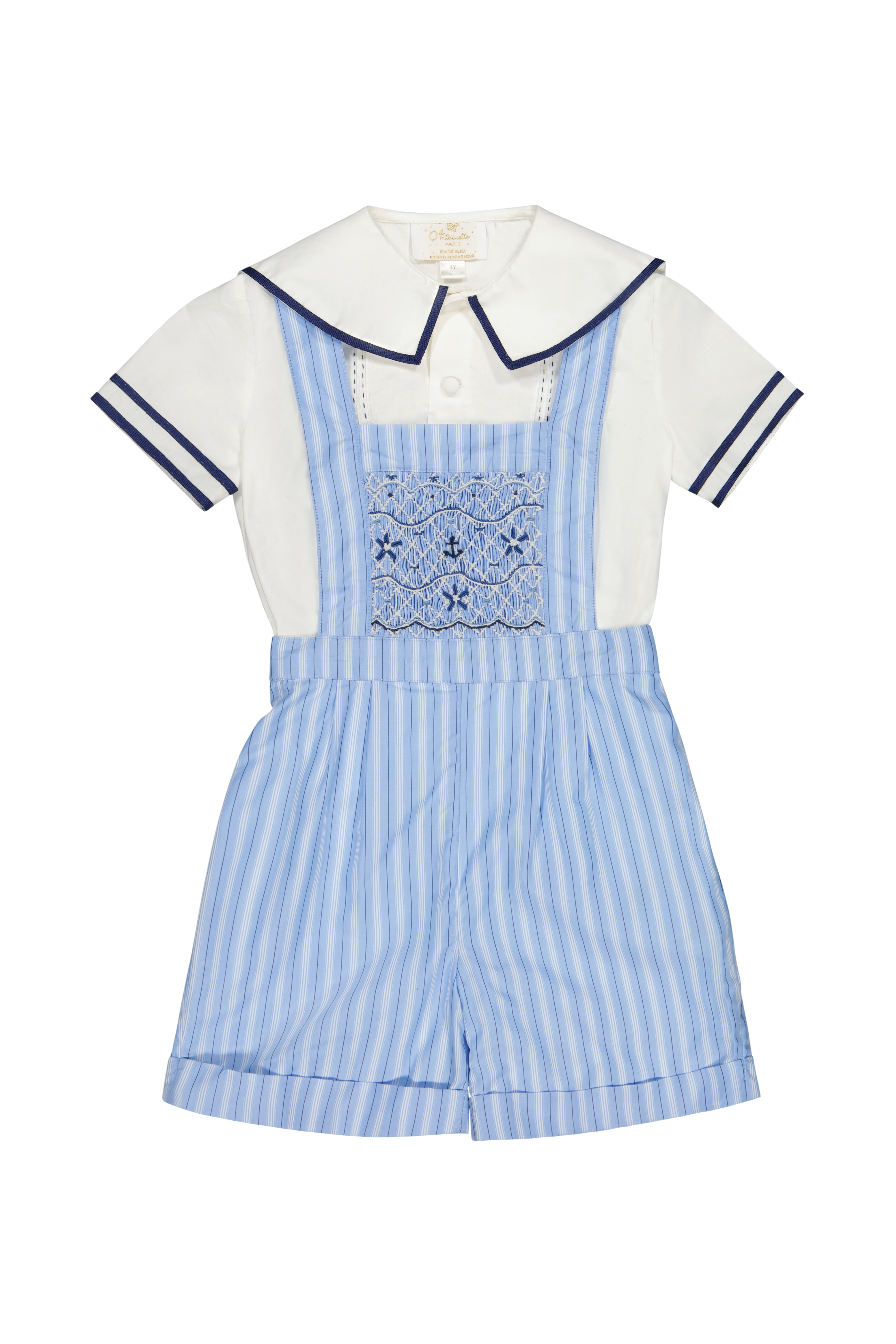 George Blue Stripe Sailor Overalls Set for Boys | Antoinette Paris