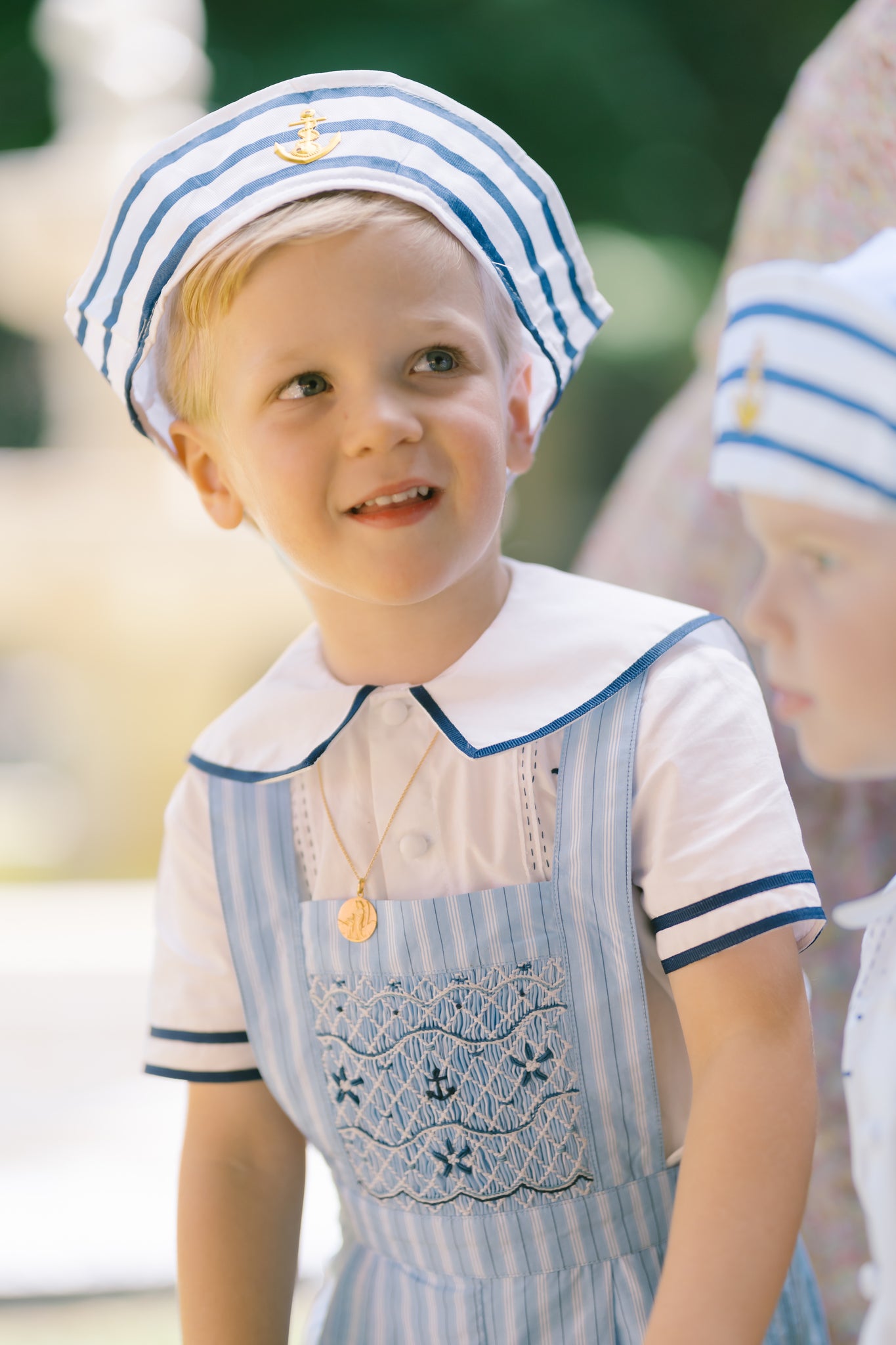 George Blue Stripe Sailor Overalls Set for Boys | Antoinette Paris