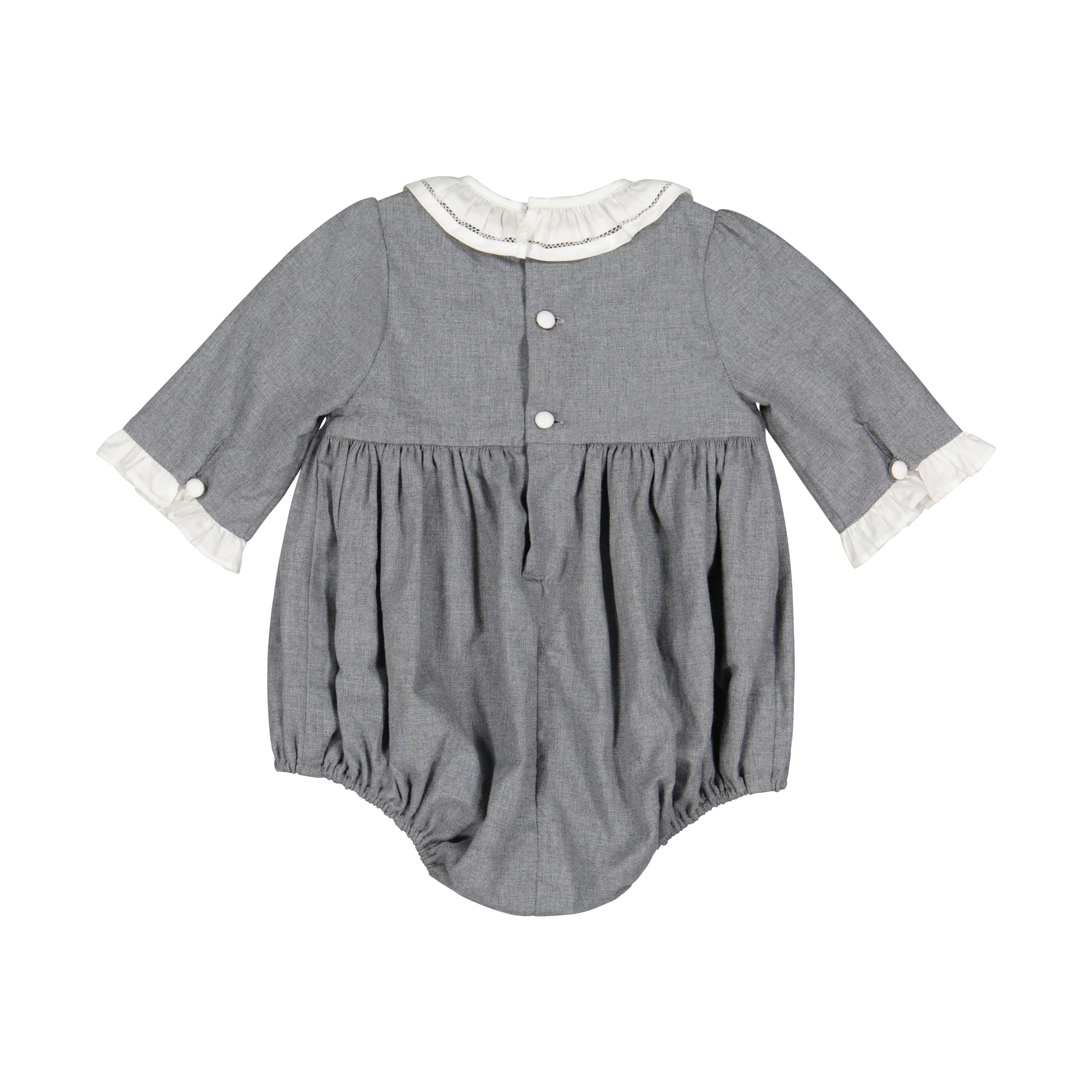 Heidi Grey Smocked Baby Bubble | Baby Christmas Outfit