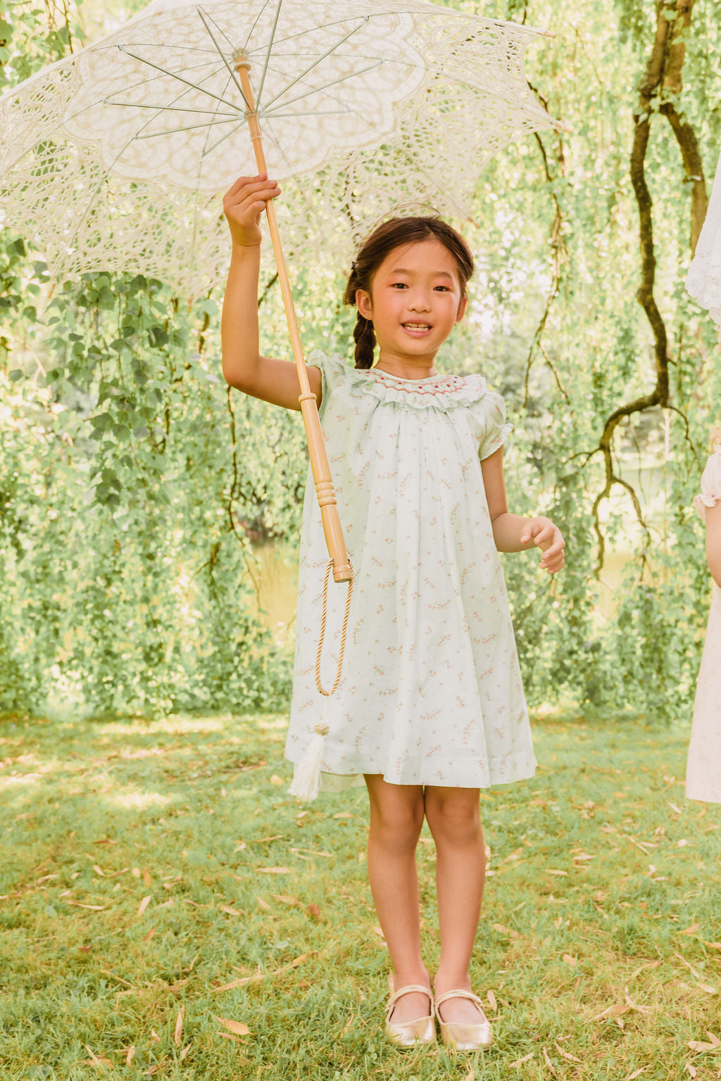 JASMINE MINT FLORAL BISHOP DRESS