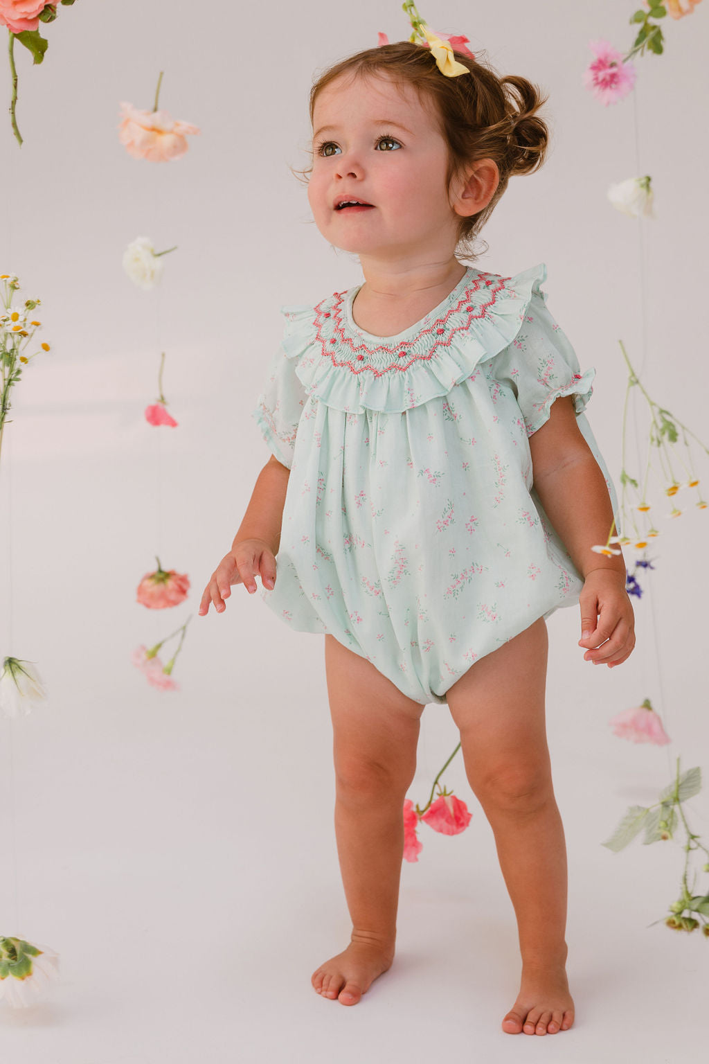 JASMINE MINT BUBBLE WITH LARGE SMOCKED COLLAR