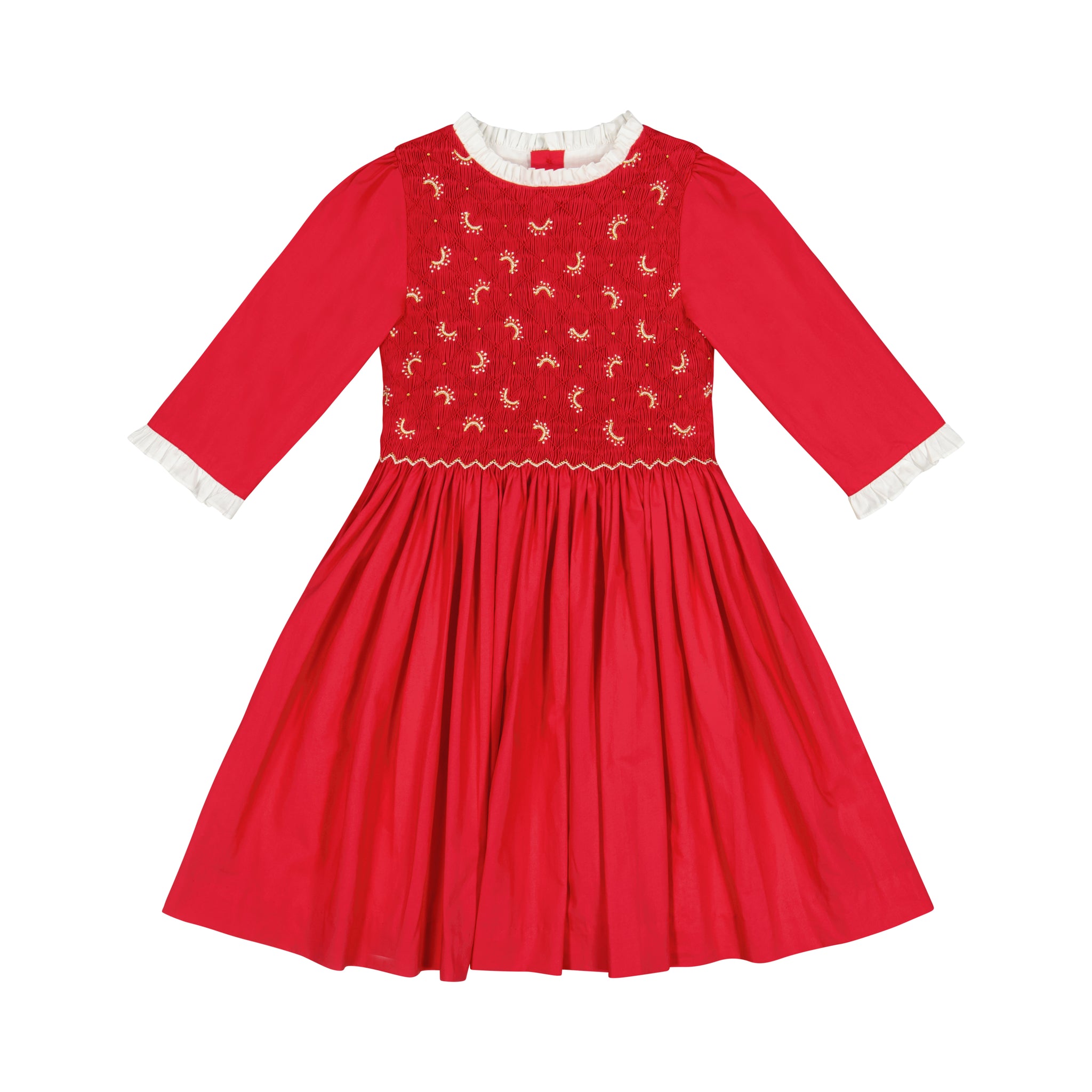 Luna Red Long Sleeve Smocked Dress Girls Christmas Dress