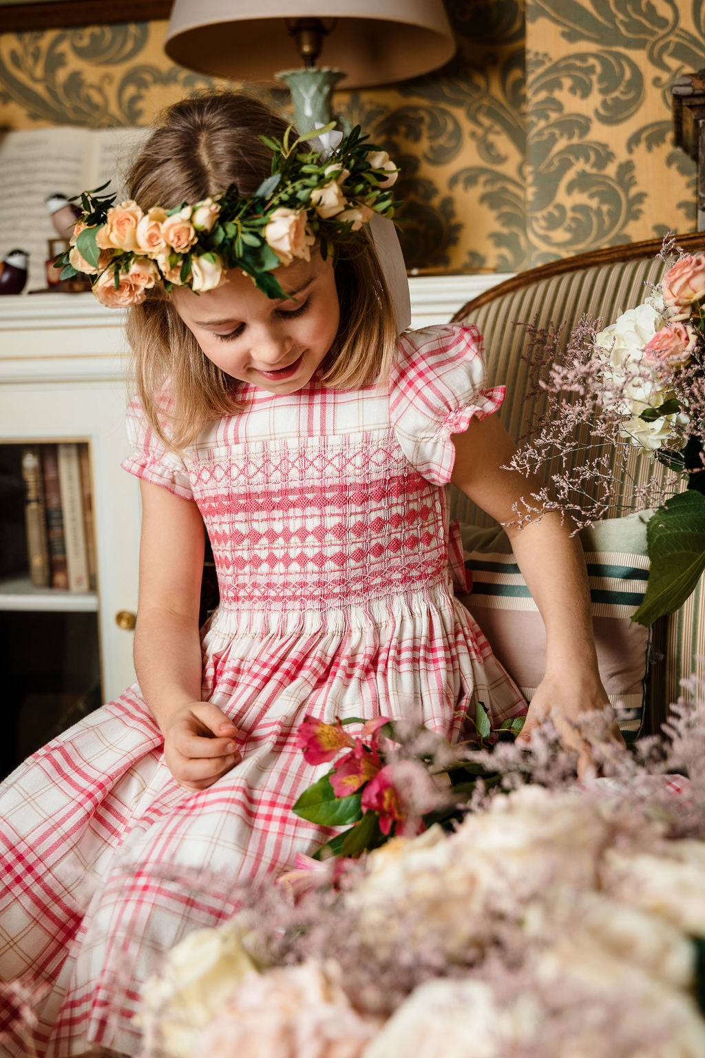 Lilibeth Pink Tartan Flannel Smocked Dress