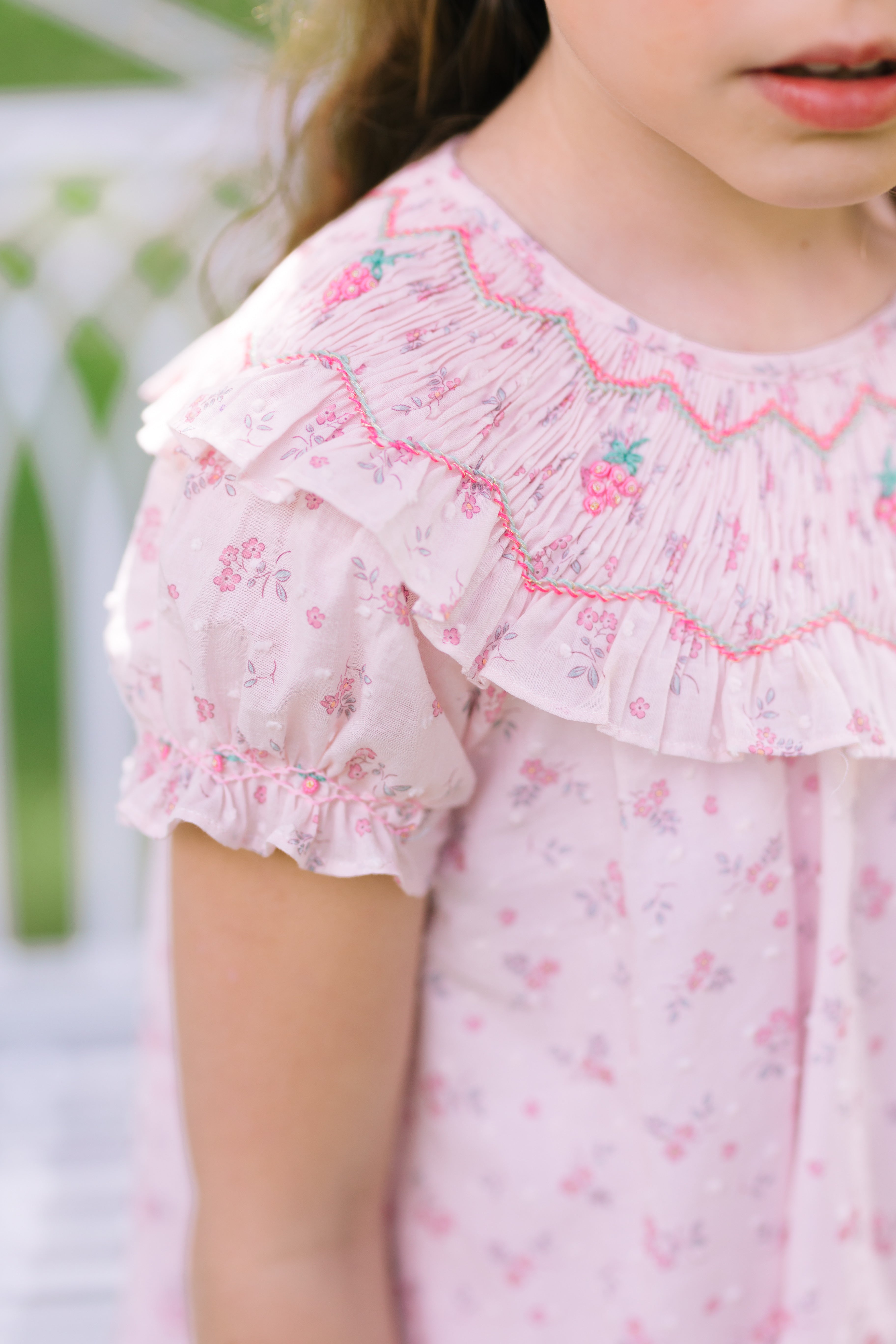 Myrtille Pink Floral Short Sleeve Bishop Dress | Girls Easter Dress Myrtille Pink Floral Short Sleeve Bishop Dress | Girls Easter Dress