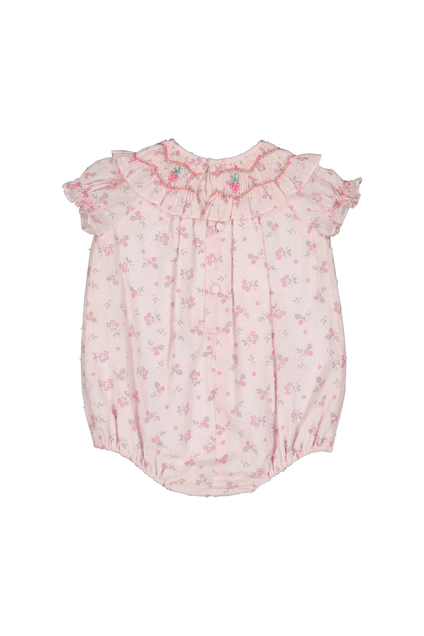 Myrtille Pink Floral Short Sleeve Bishop Romper