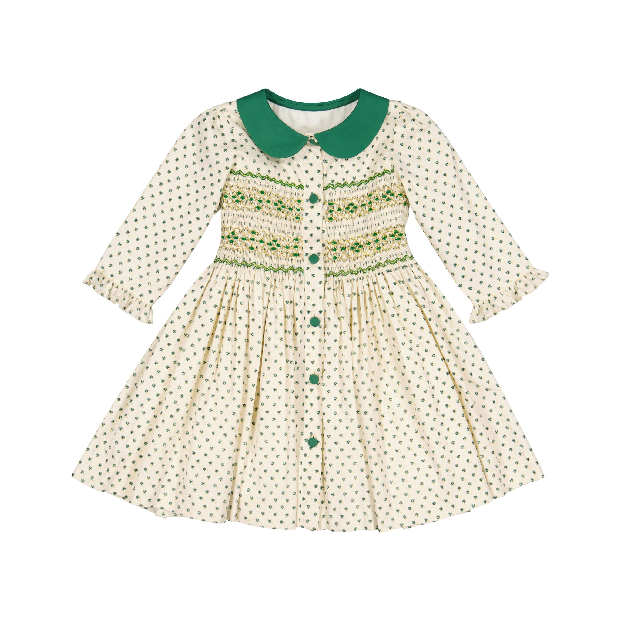 Olympe Green Long Sleeve Smocked Dress | Girls Christmas Dress 4T Olympe Green Long Sleeve Smocked Dress | Girls Christmas Dress 4T