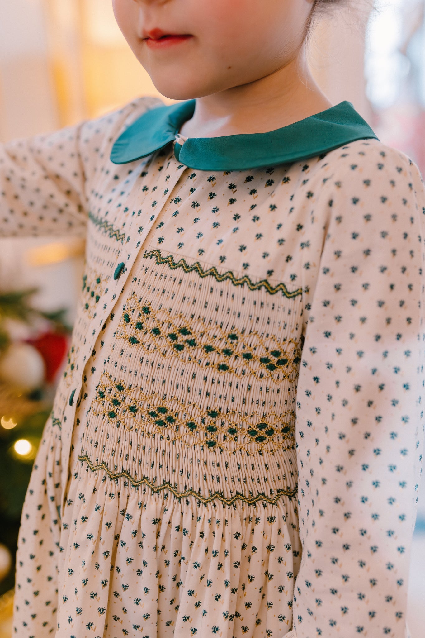 Olympe Green Long Sleeve Smocked Dress | Girls Christmas Dress 4T Olympe Green Long Sleeve Smocked Dress | Girls Christmas Dress 4T