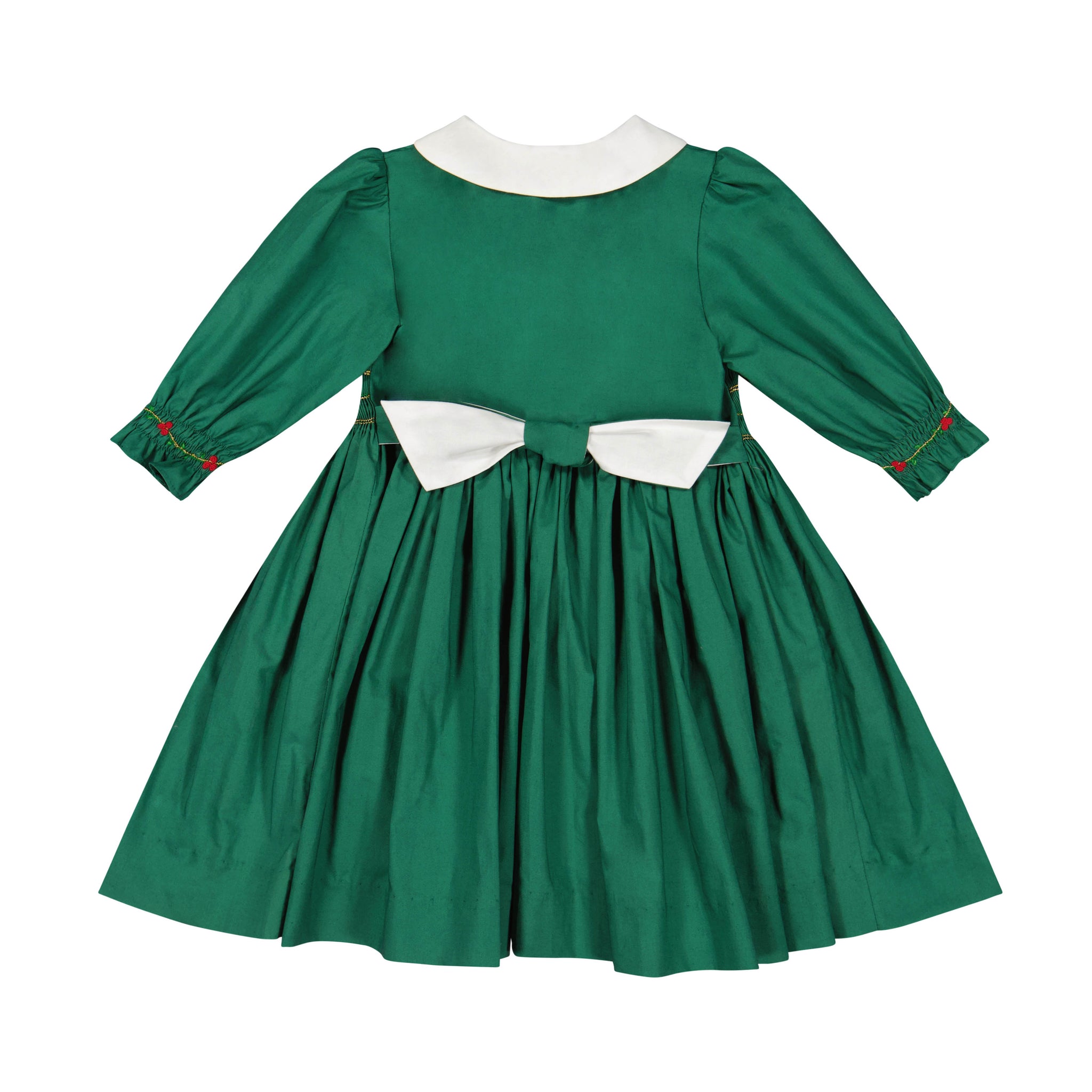 Back of Olympe Green Smocked Christmas Dress