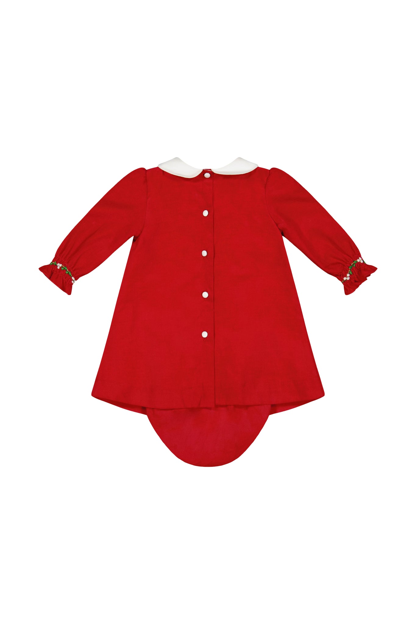 Back of Olympe Red Smocked Baby Set